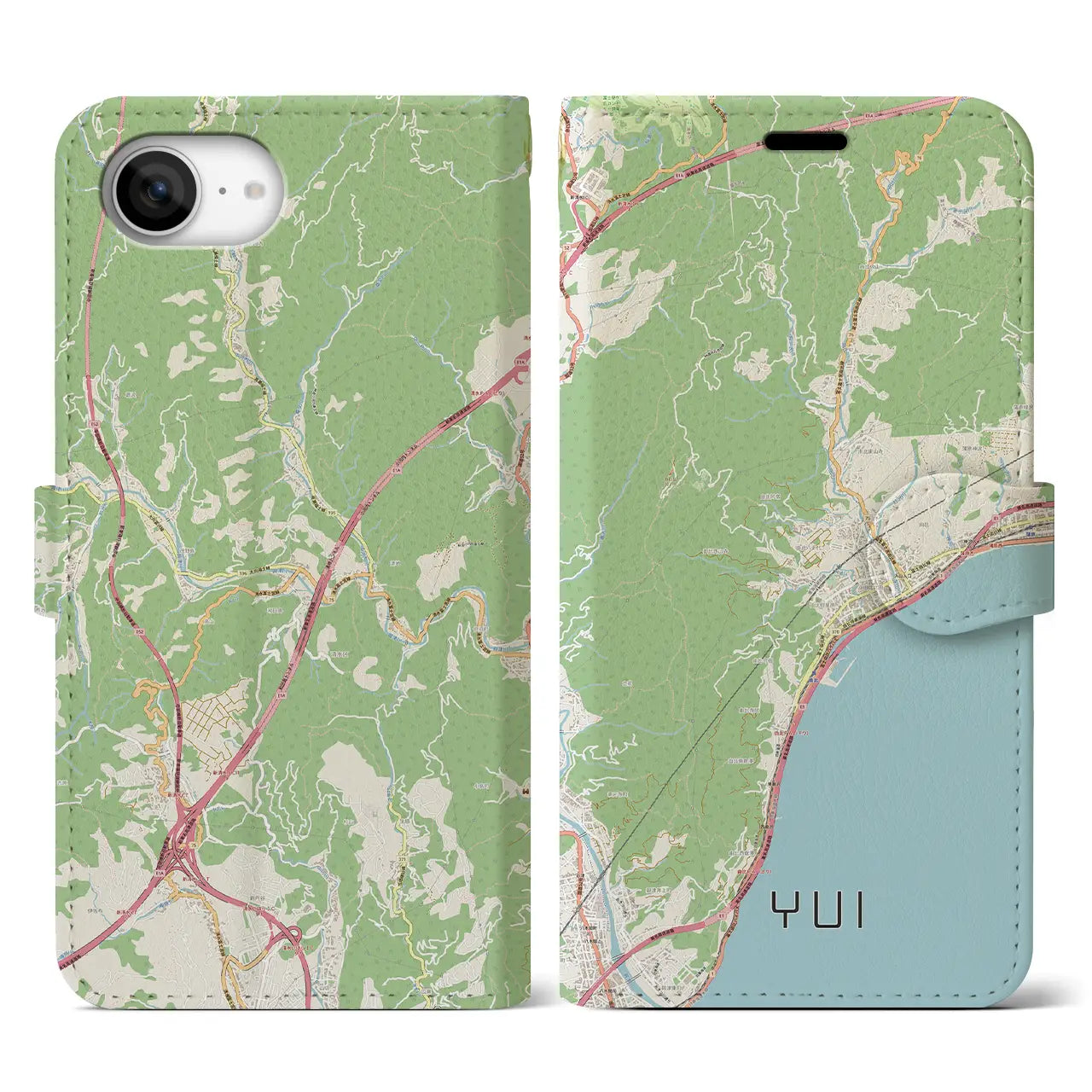 【由比(静岡県)】地図柄iPhoneケース(手帳タイプ)