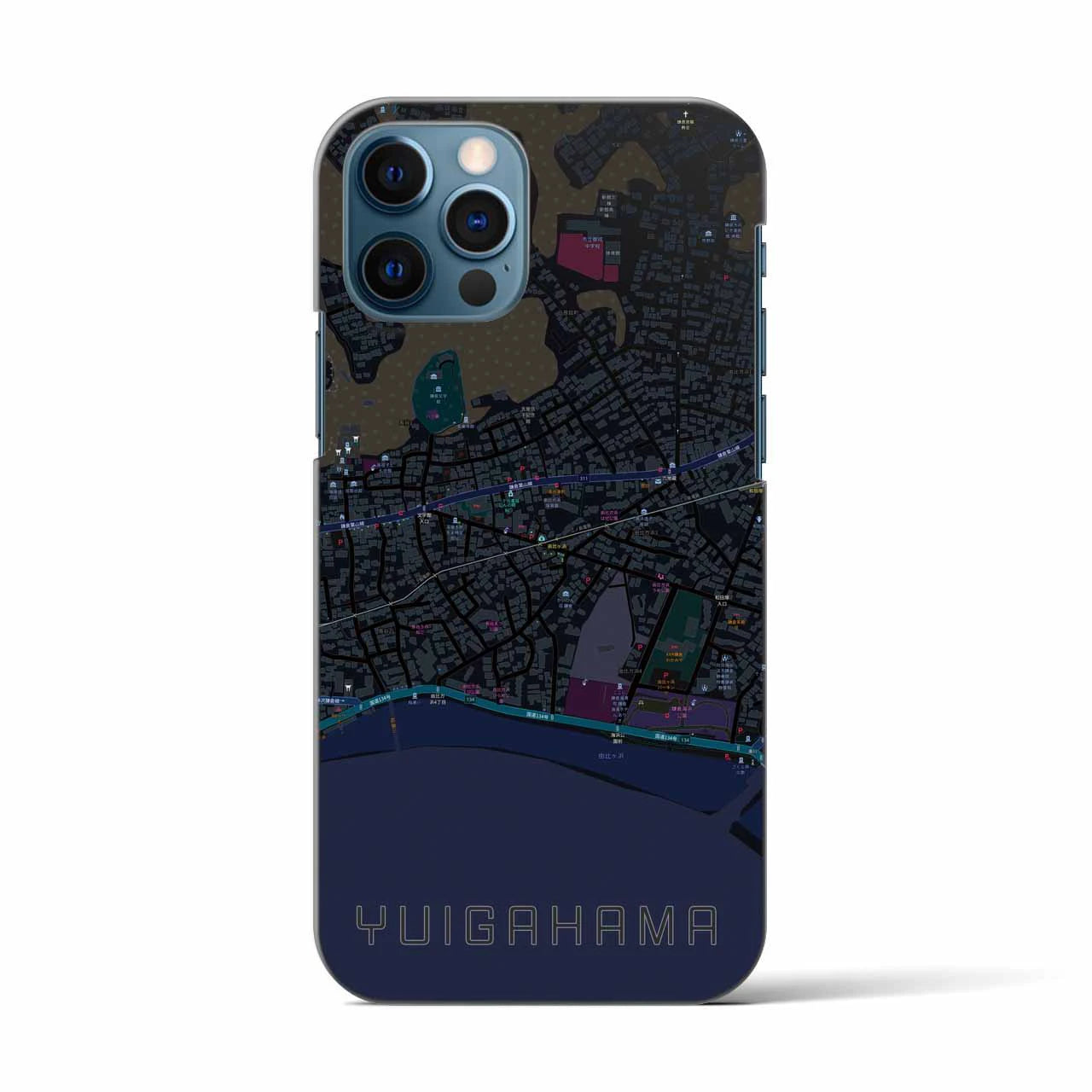 【由比ヶ浜(神奈川県)】地図柄iPhoneケース(バックカバータイプ)