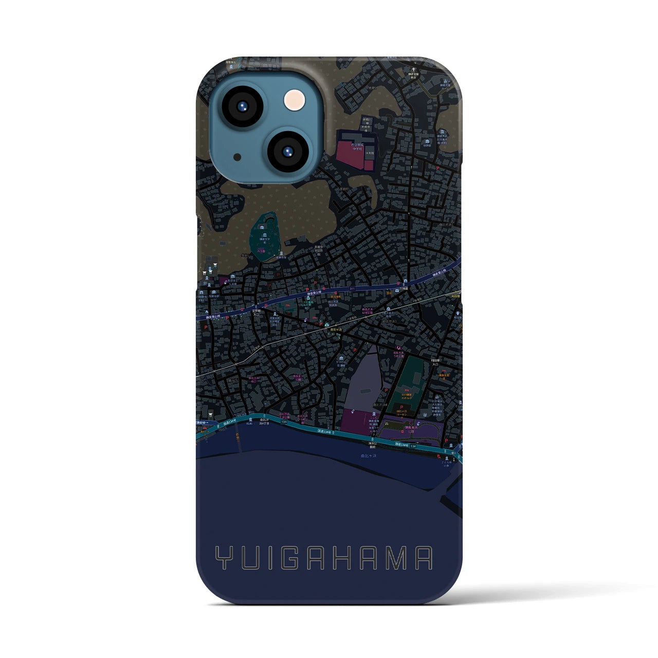 【由比ヶ浜(神奈川県)】地図柄iPhoneケース(バックカバータイプ)