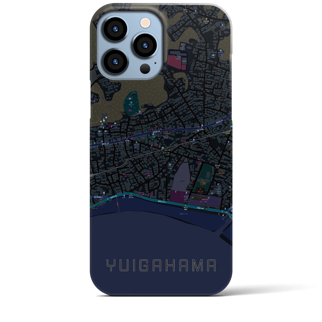 【由比ヶ浜(神奈川県)】地図柄iPhoneケース(バックカバータイプ)