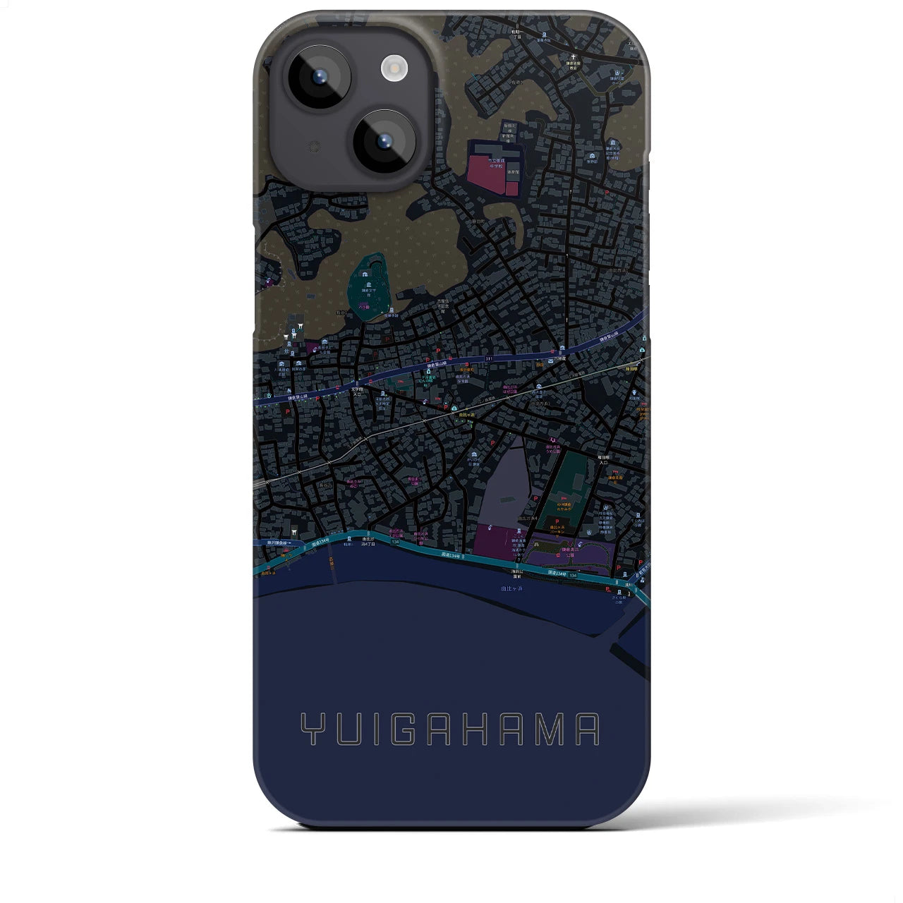 【由比ヶ浜(神奈川県)】地図柄iPhoneケース(バックカバータイプ)