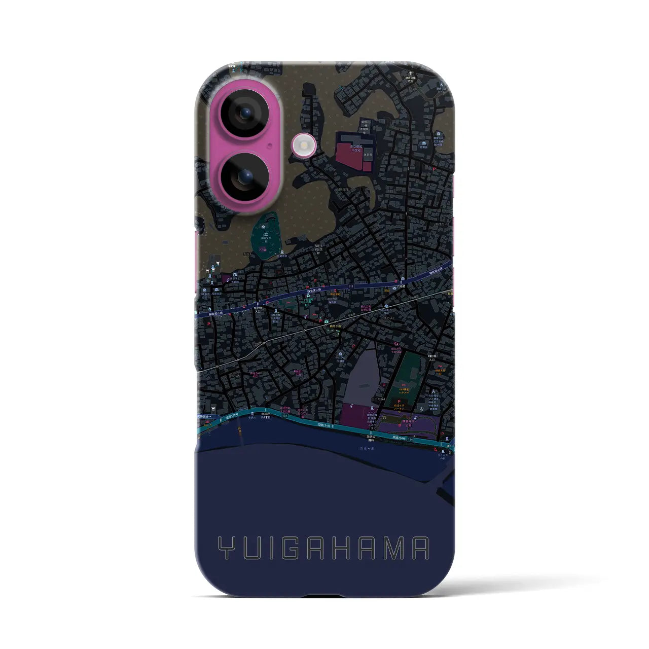 【由比ヶ浜(神奈川県)】地図柄iPhoneケース(バックカバータイプ)