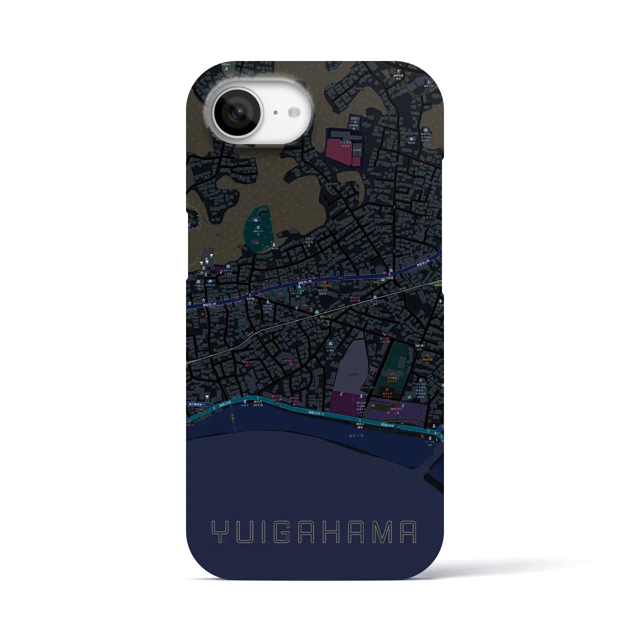 【由比ヶ浜(神奈川県)】地図柄iPhoneケース(バックカバータイプ)
