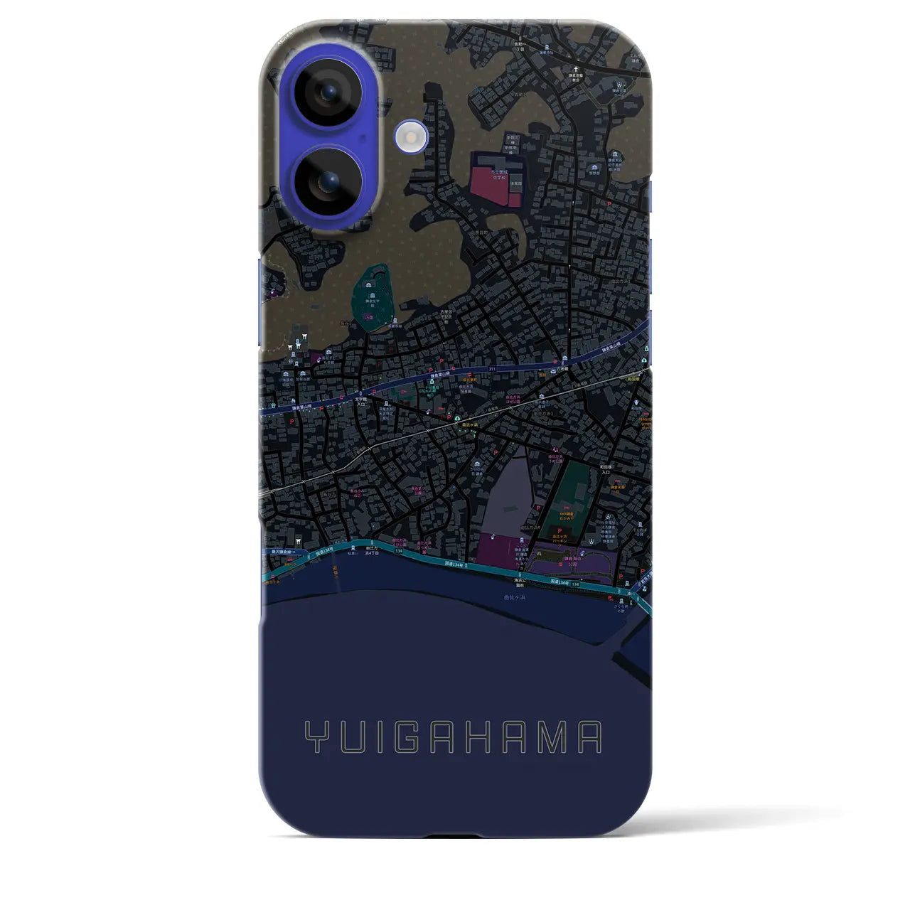 【由比ヶ浜(神奈川県)】地図柄iPhoneケース(バックカバータイプ)