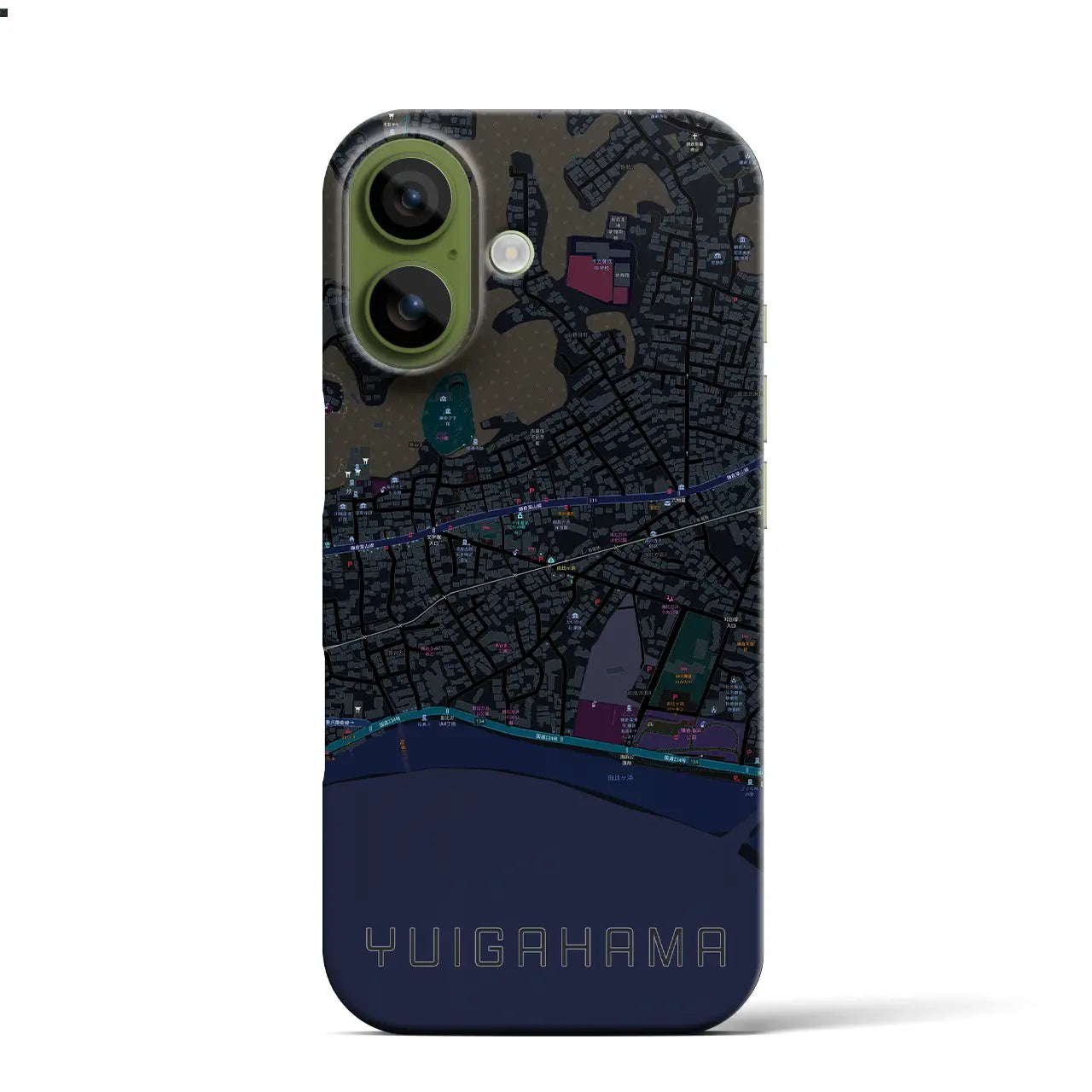 【由比ヶ浜(神奈川県)】地図柄iPhoneケース(バックカバータイプ)