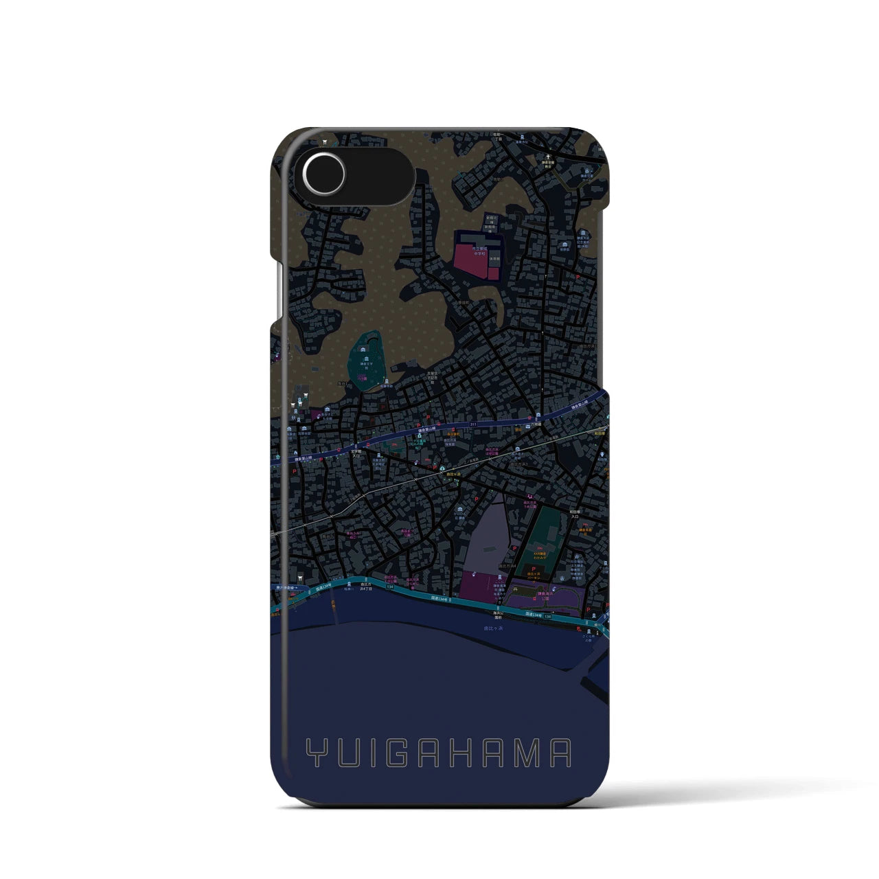 【由比ヶ浜(神奈川県)】地図柄iPhoneケース(バックカバータイプ)