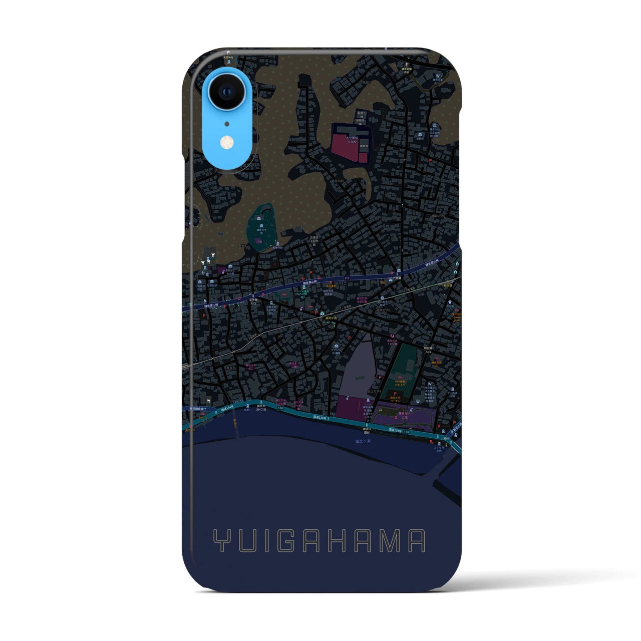 【由比ヶ浜(神奈川県)】地図柄iPhoneケース(バックカバータイプ)