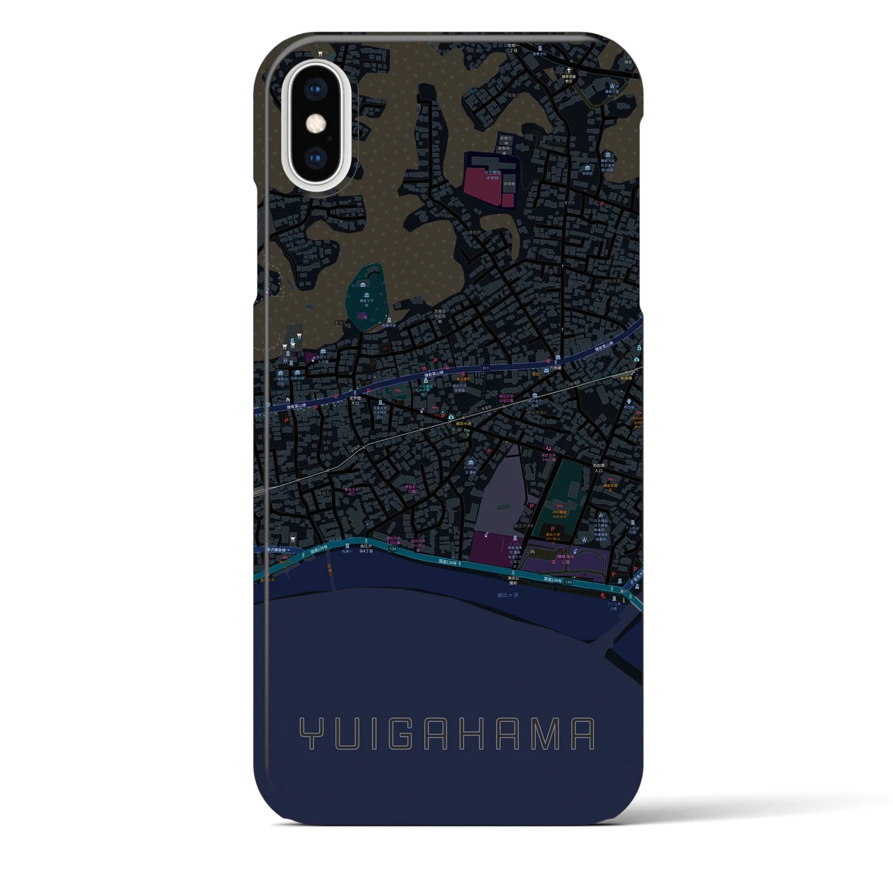【由比ヶ浜(神奈川県)】地図柄iPhoneケース(バックカバータイプ)