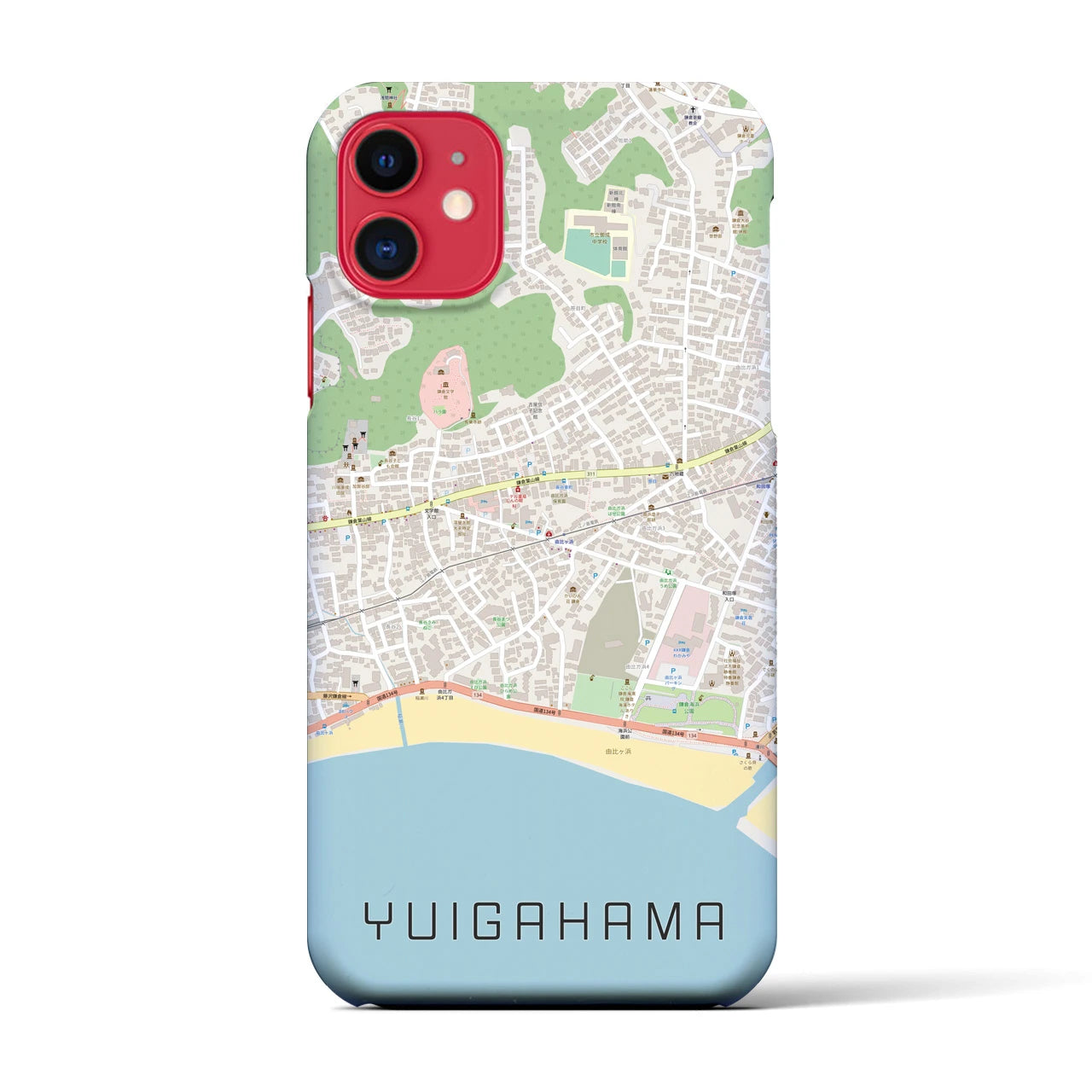 【由比ヶ浜(神奈川県)】地図柄iPhoneケース(バックカバータイプ)