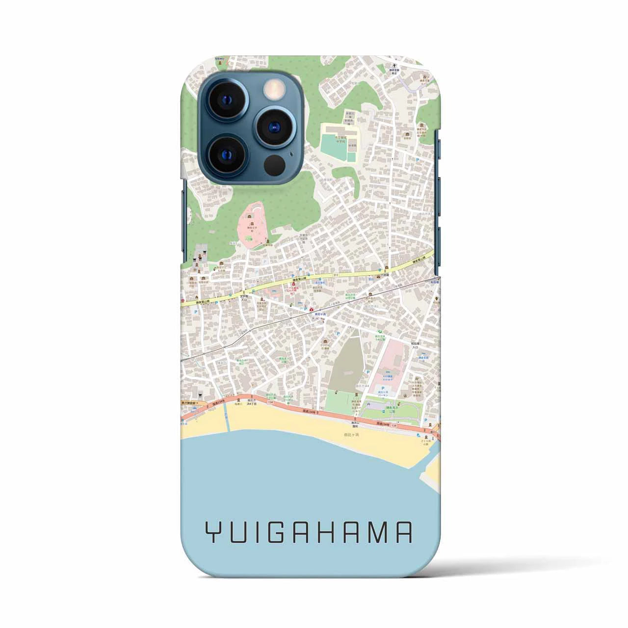 【由比ヶ浜(神奈川県)】地図柄iPhoneケース(バックカバータイプ)