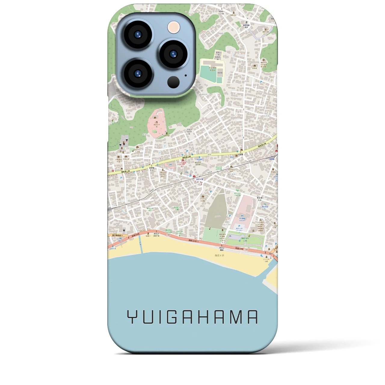 【由比ヶ浜(神奈川県)】地図柄iPhoneケース(バックカバータイプ)