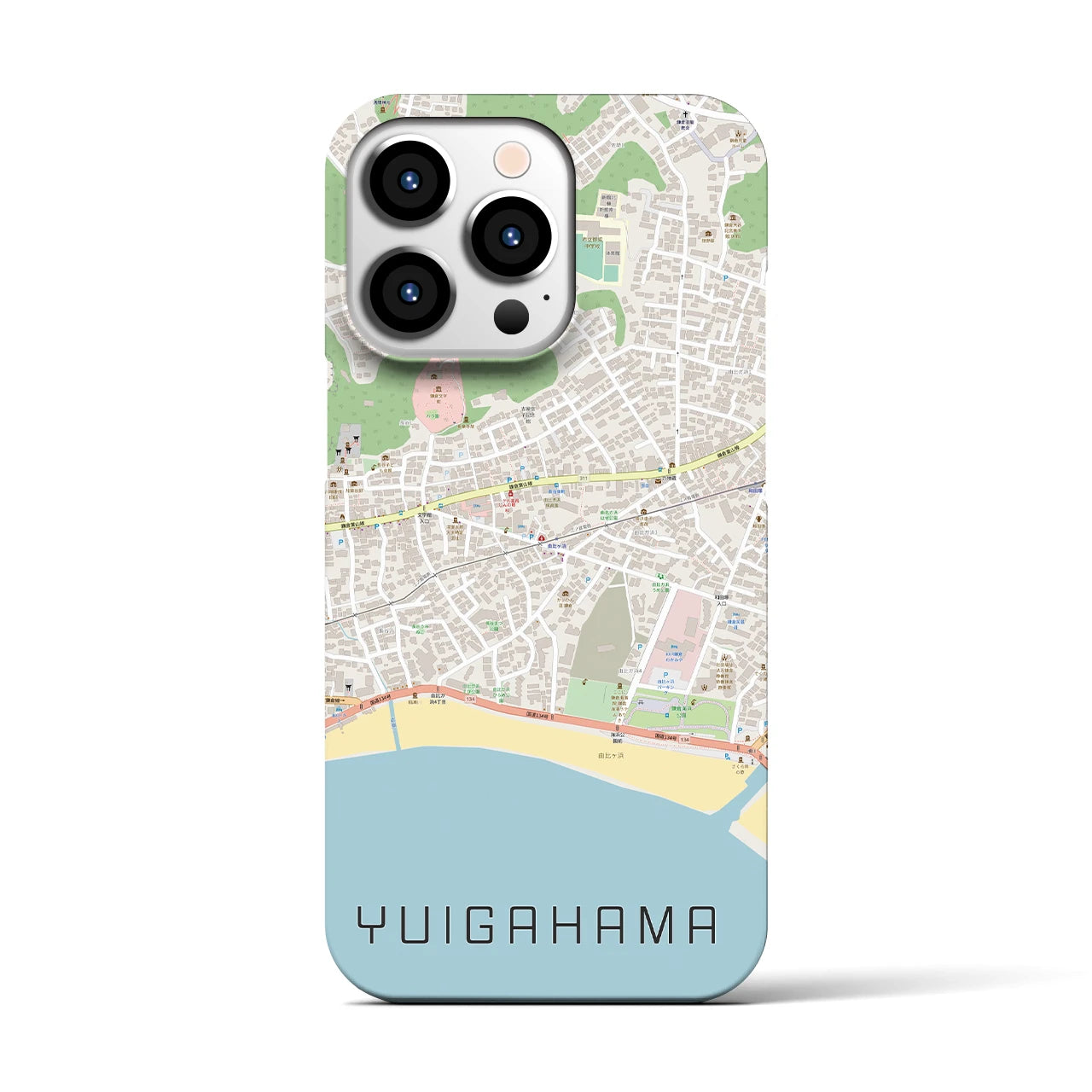 【由比ヶ浜(神奈川県)】地図柄iPhoneケース(バックカバータイプ)
