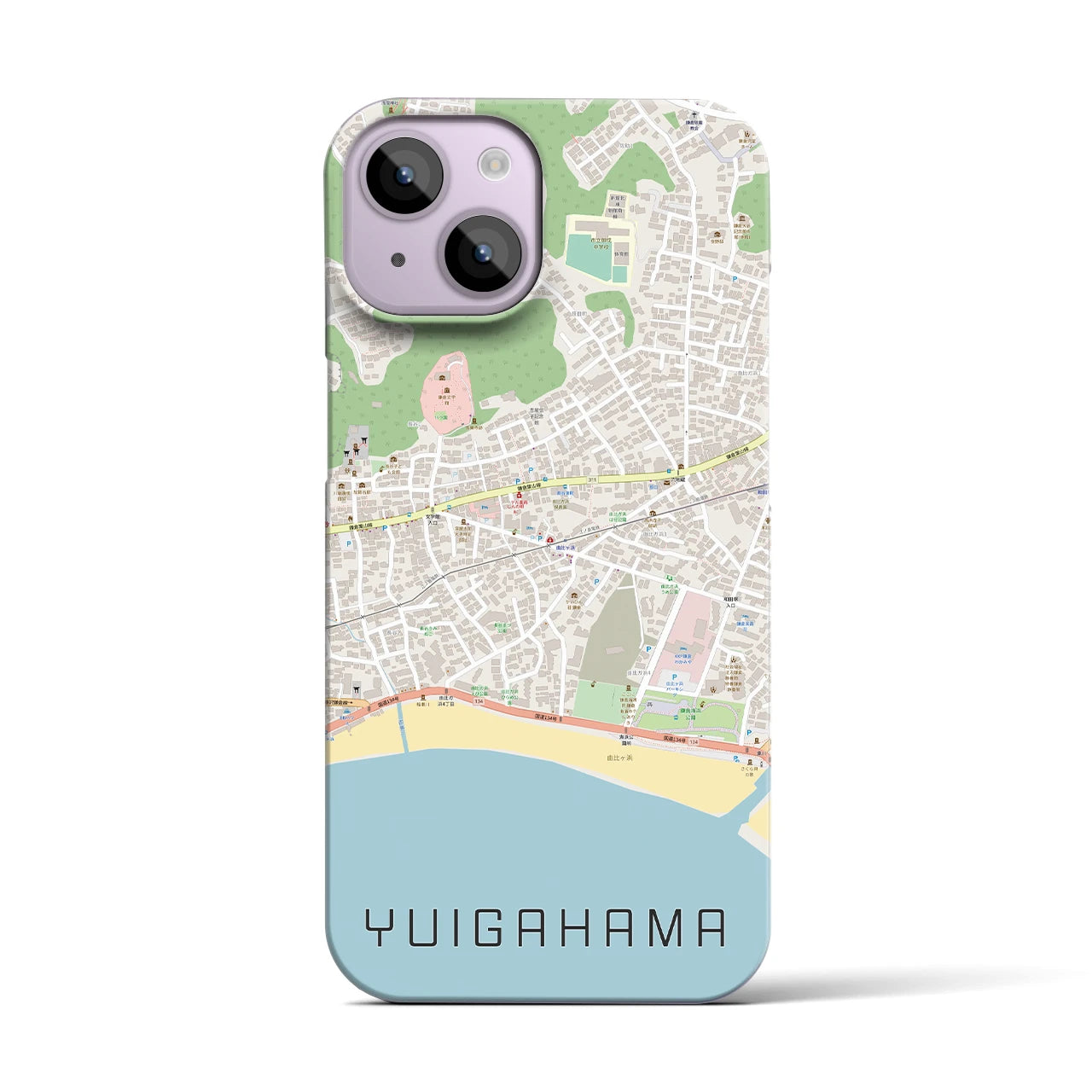 【由比ヶ浜(神奈川県)】地図柄iPhoneケース(バックカバータイプ)