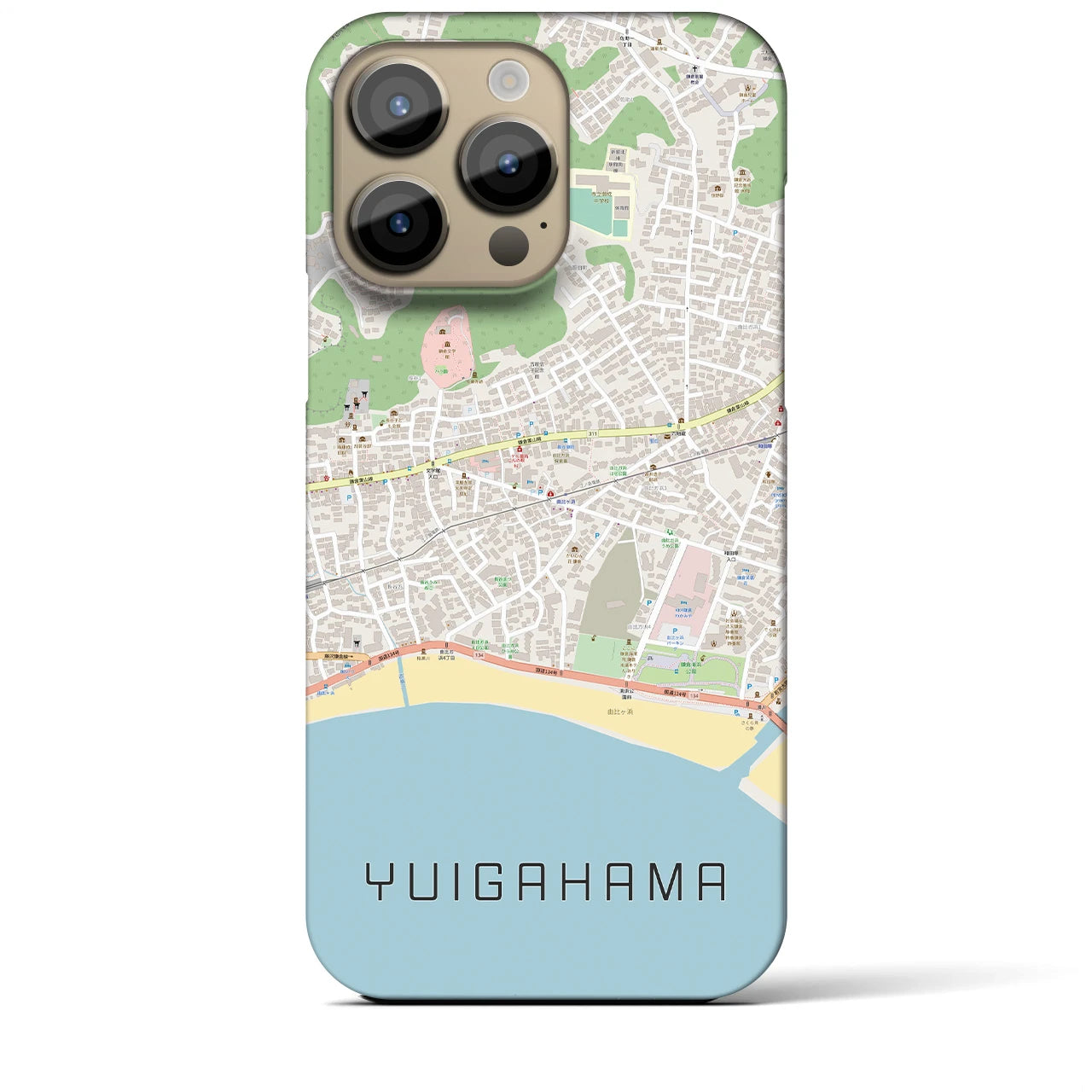 【由比ヶ浜(神奈川県)】地図柄iPhoneケース(バックカバータイプ)