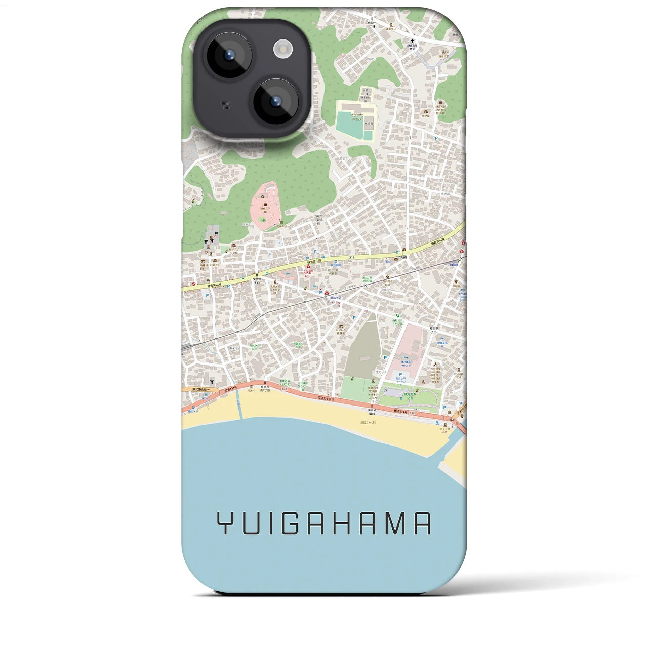 【由比ヶ浜(神奈川県)】地図柄iPhoneケース(バックカバータイプ)