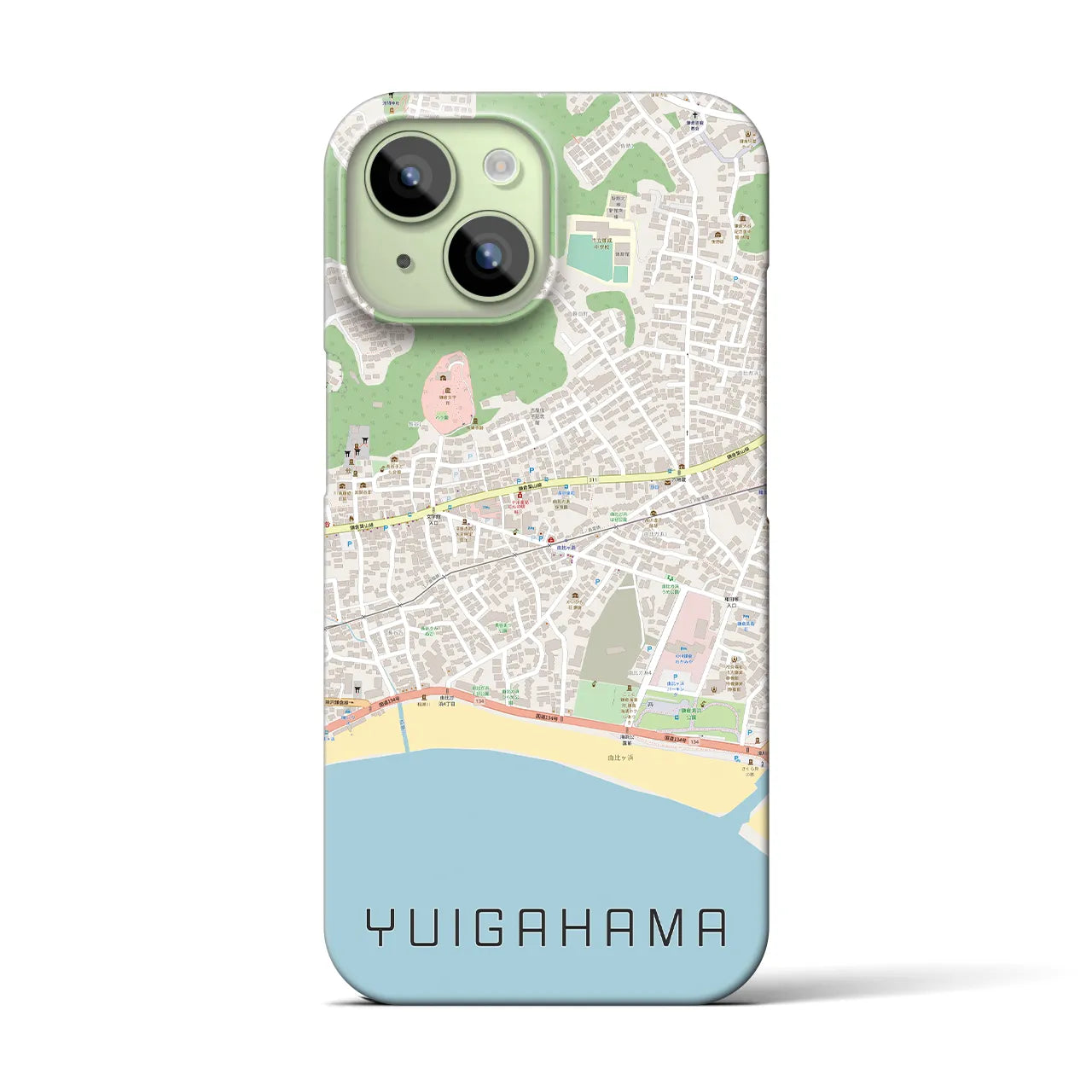 【由比ヶ浜(神奈川県)】地図柄iPhoneケース(バックカバータイプ)