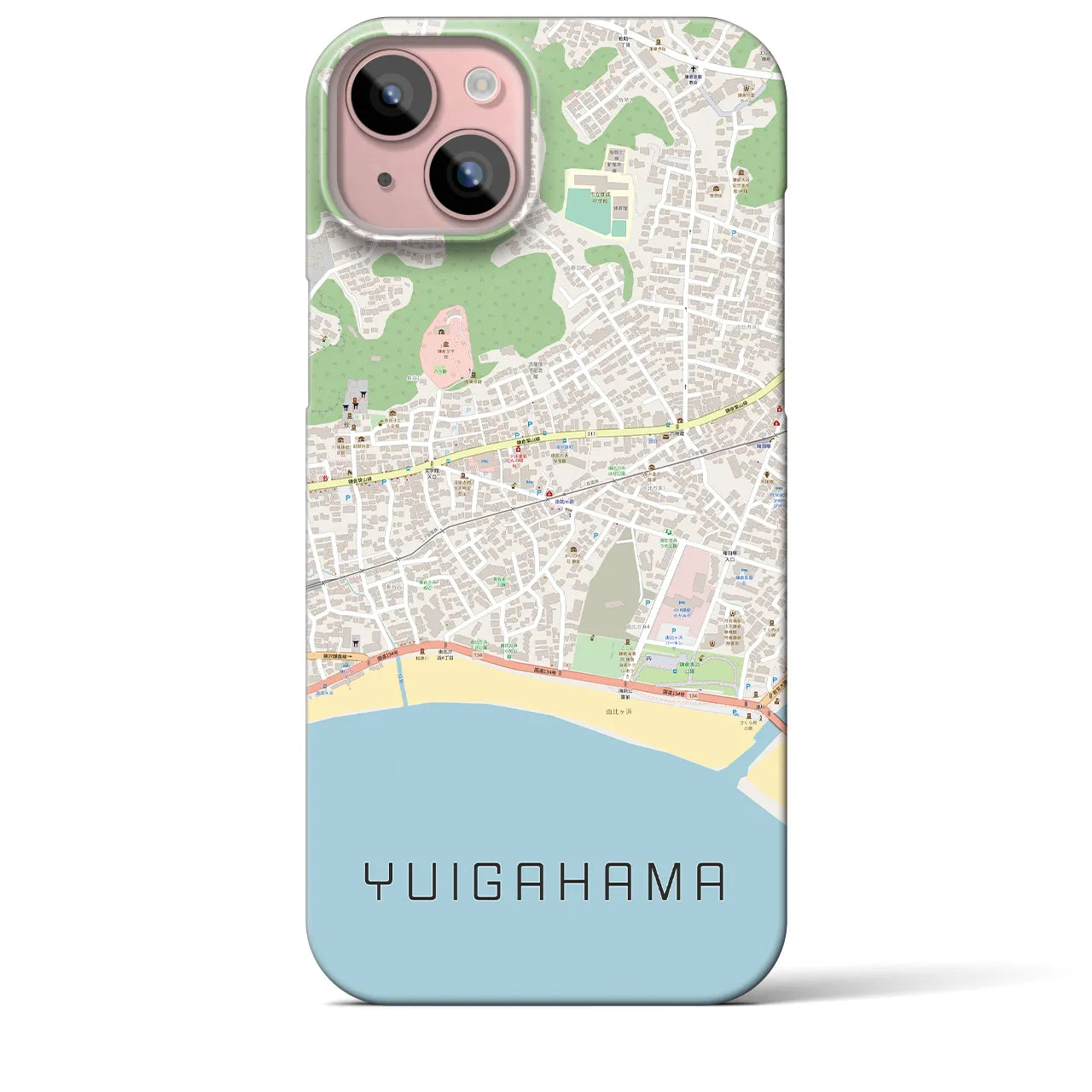 【由比ヶ浜(神奈川県)】地図柄iPhoneケース(バックカバータイプ)