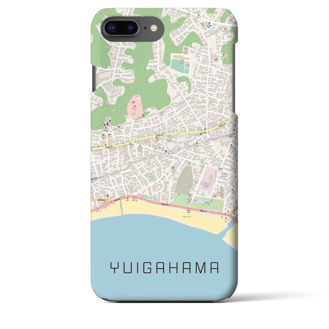 【由比ヶ浜(神奈川県)】地図柄iPhoneケース(バックカバータイプ)