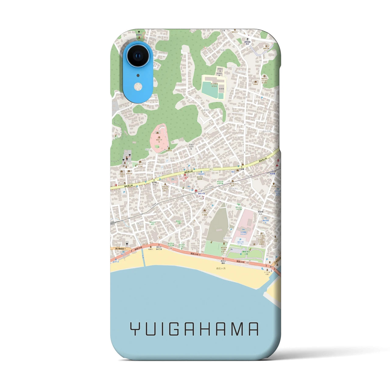 【由比ヶ浜(神奈川県)】地図柄iPhoneケース(バックカバータイプ)