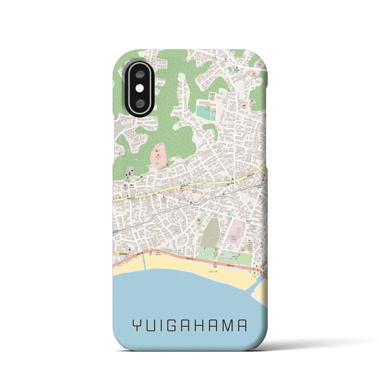 【由比ヶ浜(神奈川県)】地図柄iPhoneケース(バックカバータイプ)