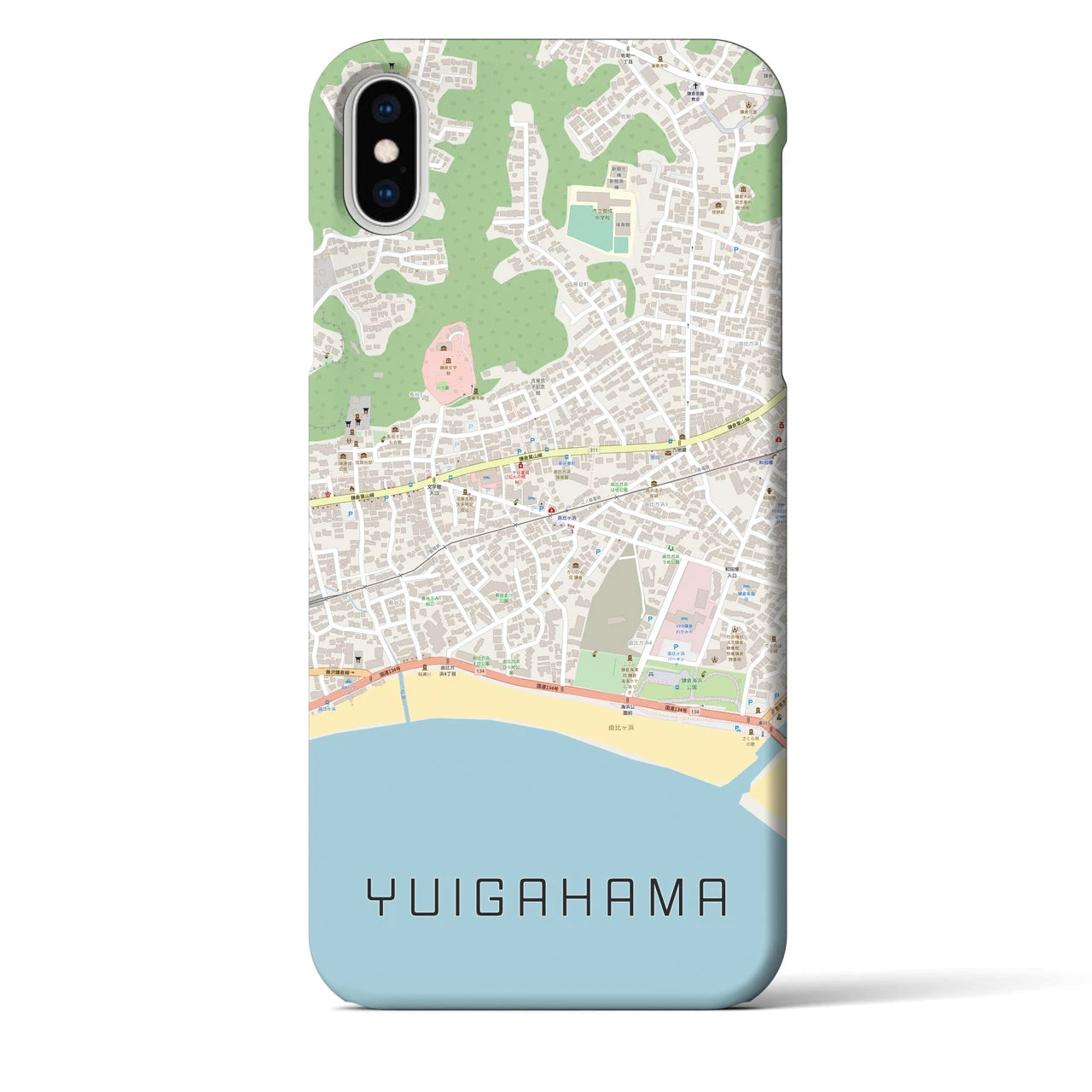 【由比ヶ浜(神奈川県)】地図柄iPhoneケース(バックカバータイプ)