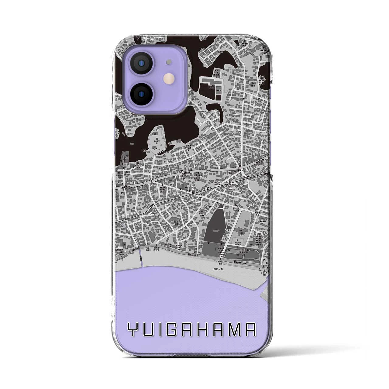 【由比ヶ浜(神奈川県)】地図柄iPhoneケース(クリアタイプ)