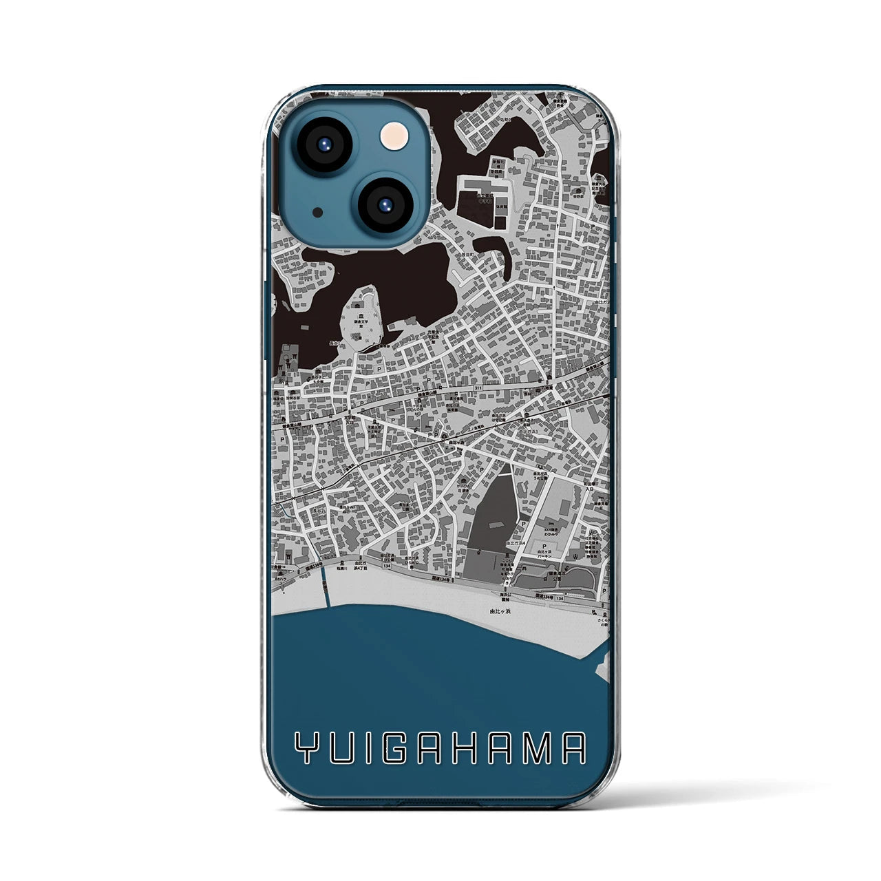 【由比ヶ浜(神奈川県)】地図柄iPhoneケース(クリアタイプ)