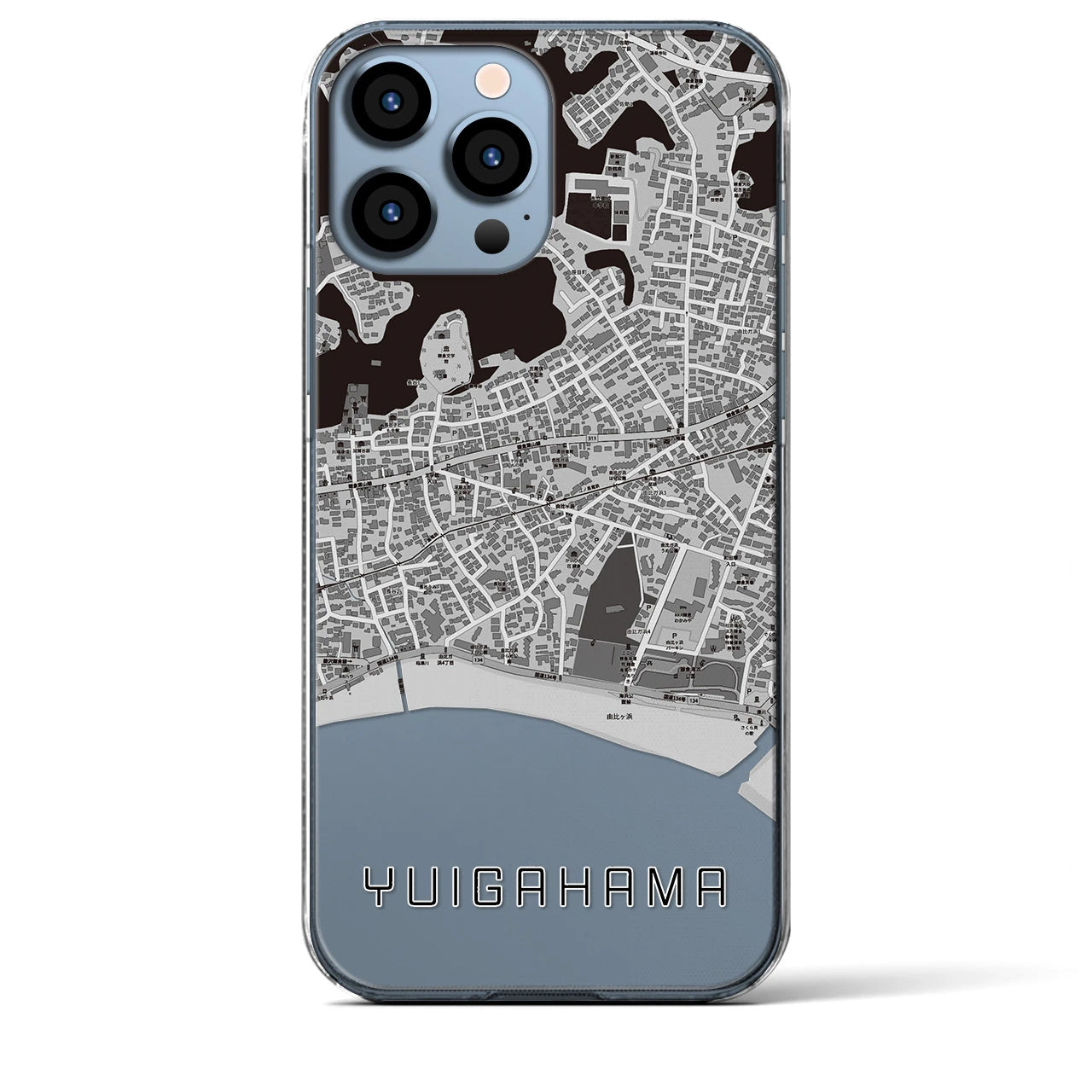 【由比ヶ浜(神奈川県)】地図柄iPhoneケース(クリアタイプ)