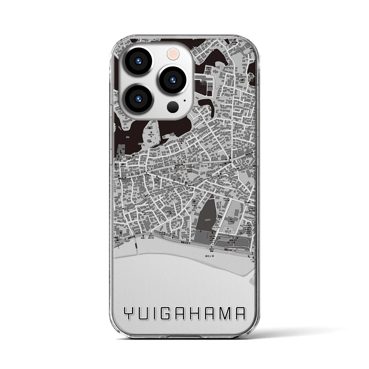 【由比ヶ浜(神奈川県)】地図柄iPhoneケース(クリアタイプ)