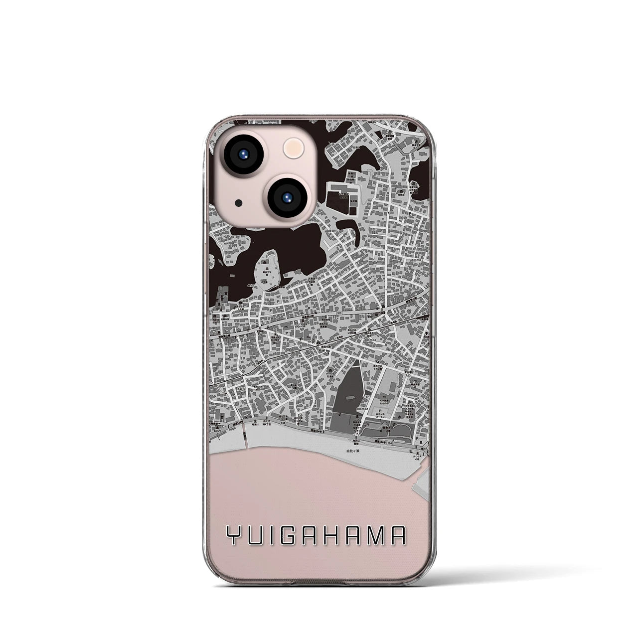 【由比ヶ浜(神奈川県)】地図柄iPhoneケース(クリアタイプ)