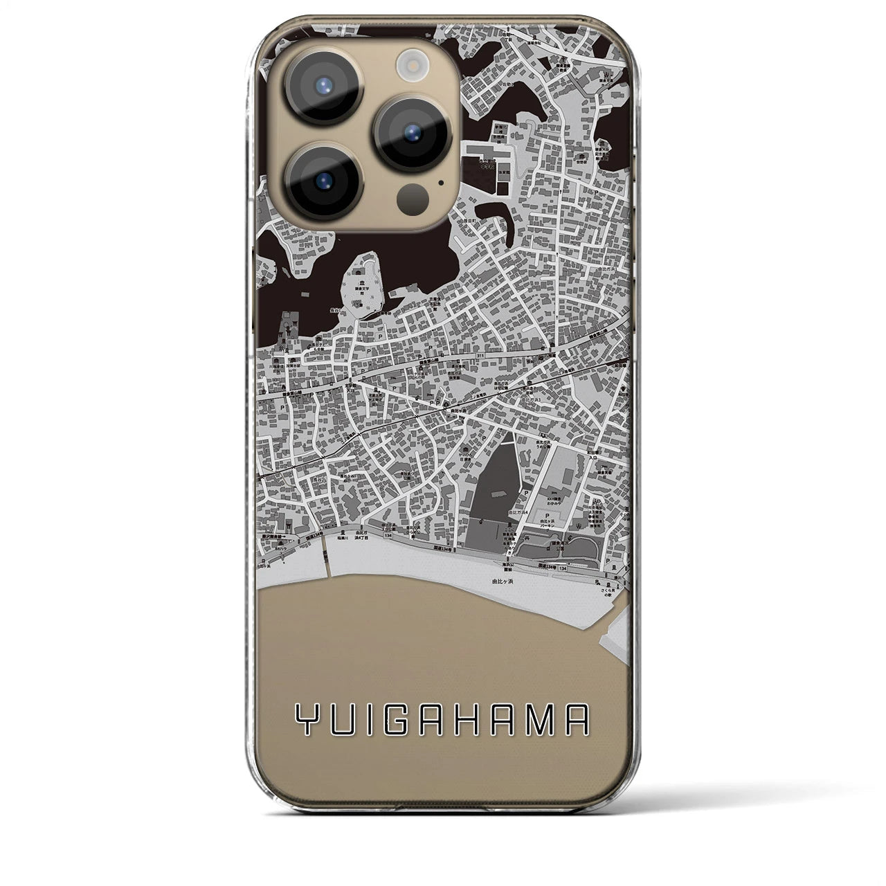 【由比ヶ浜(神奈川県)】地図柄iPhoneケース(クリアタイプ)