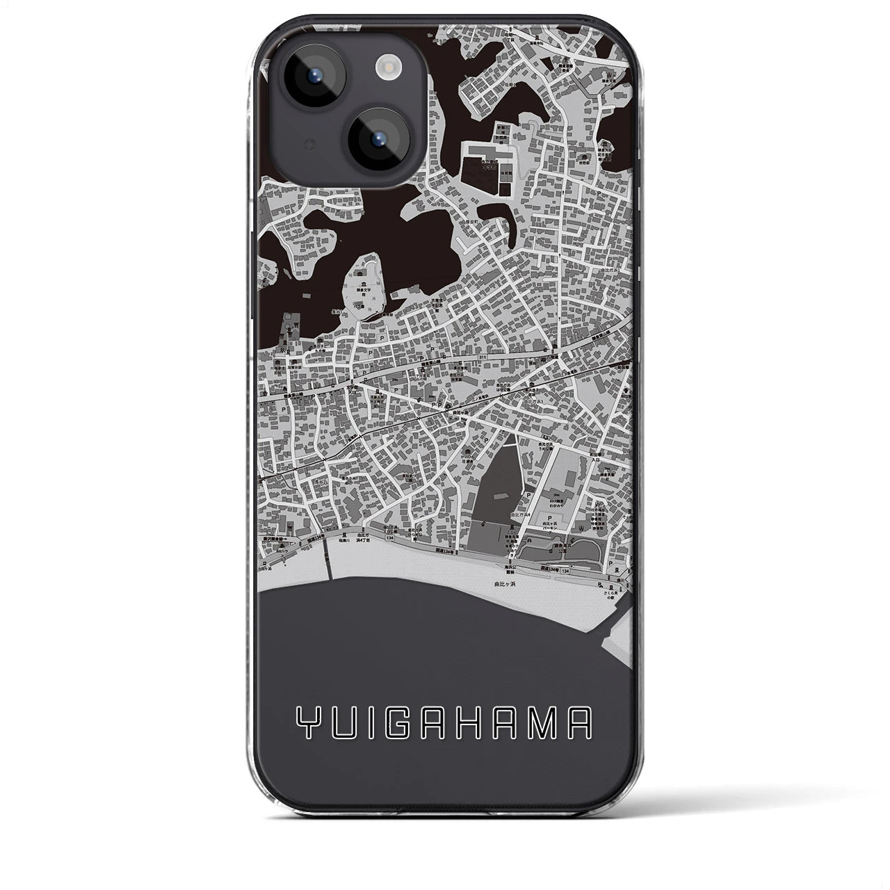 【由比ヶ浜(神奈川県)】地図柄iPhoneケース(クリアタイプ)