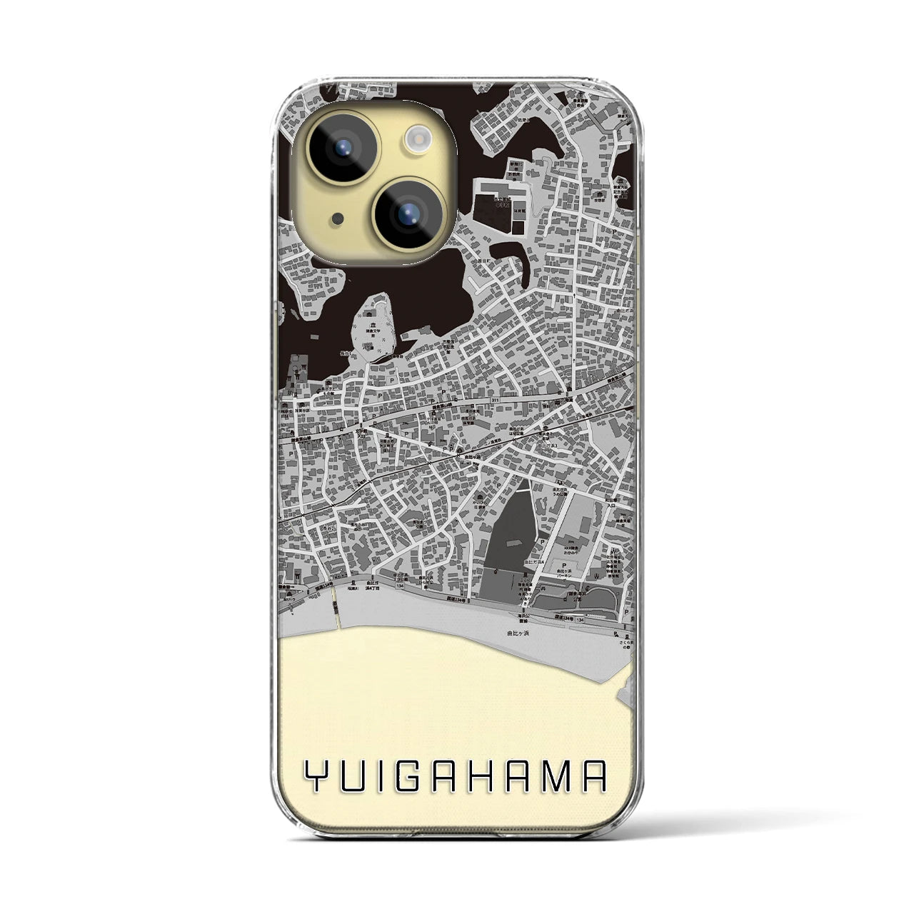 【由比ヶ浜(神奈川県)】地図柄iPhoneケース(クリアタイプ)