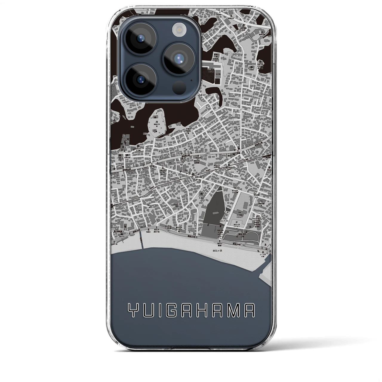 【由比ヶ浜(神奈川県)】地図柄iPhoneケース(クリアタイプ)