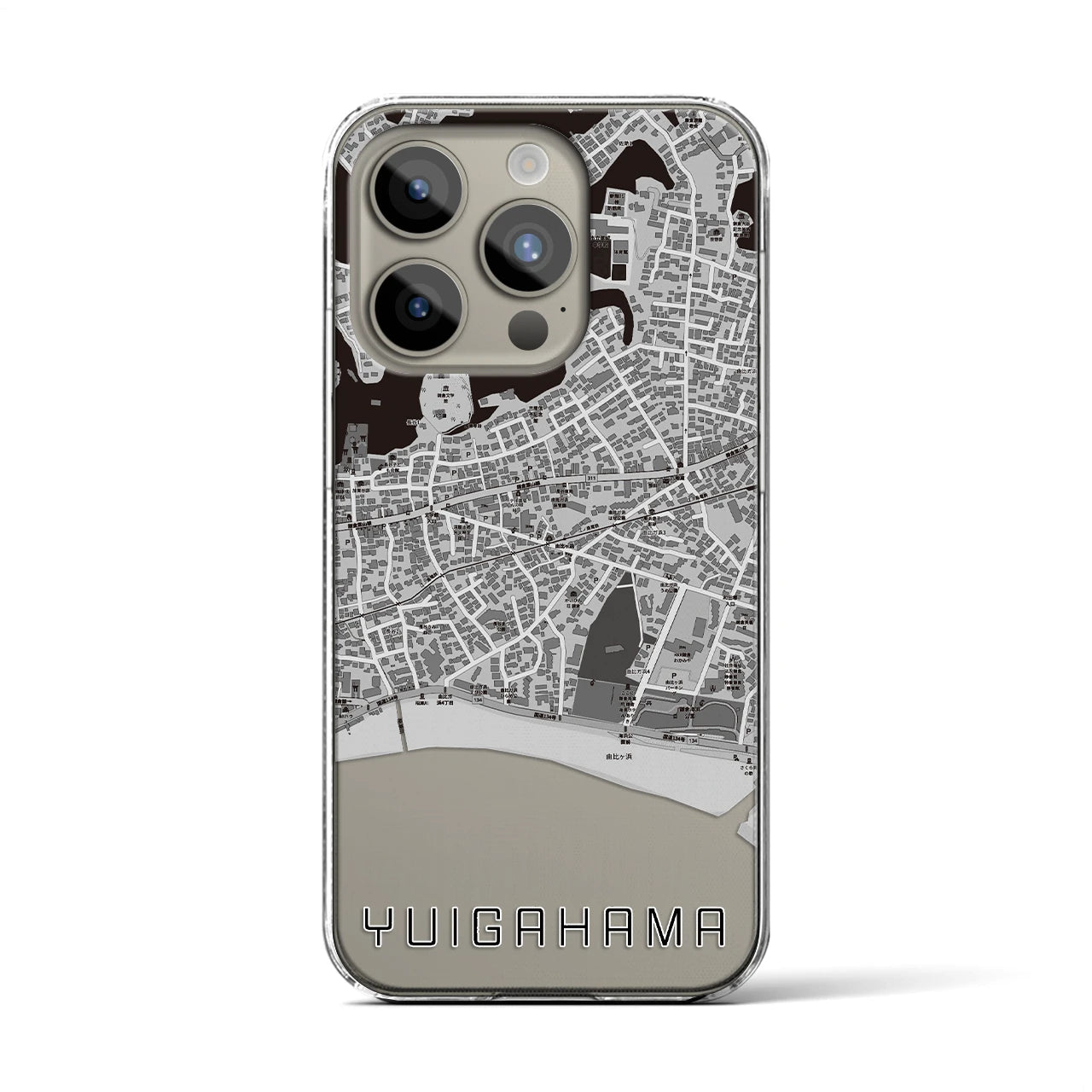 【由比ヶ浜(神奈川県)】地図柄iPhoneケース(クリアタイプ)