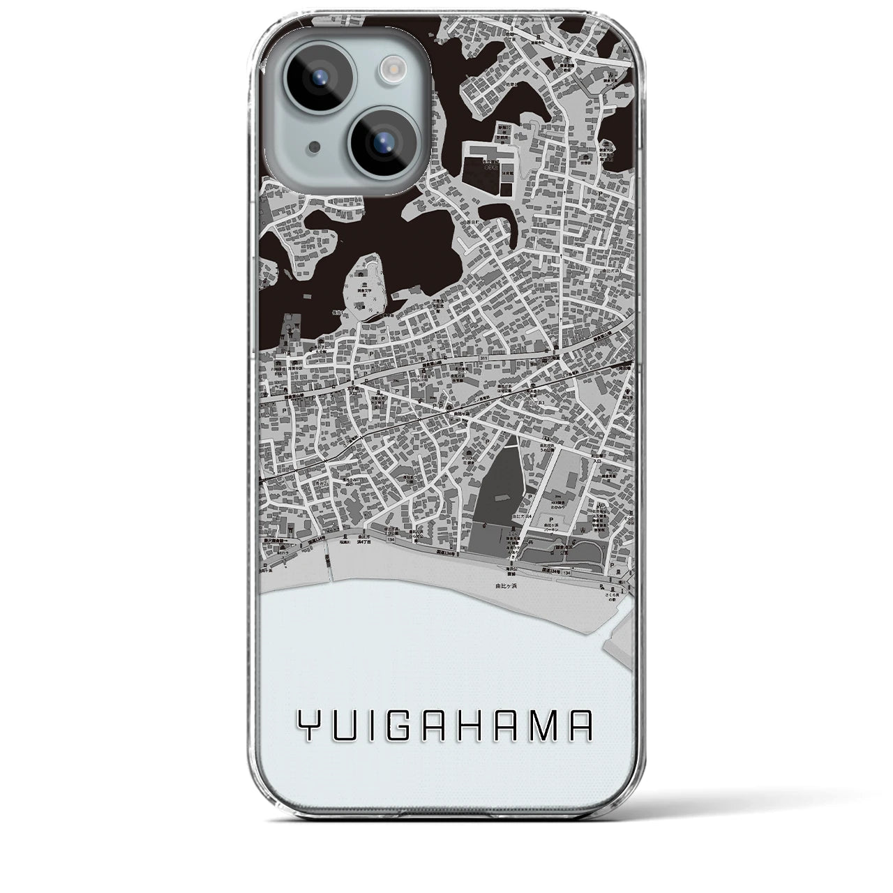 【由比ヶ浜(神奈川県)】地図柄iPhoneケース(クリアタイプ)