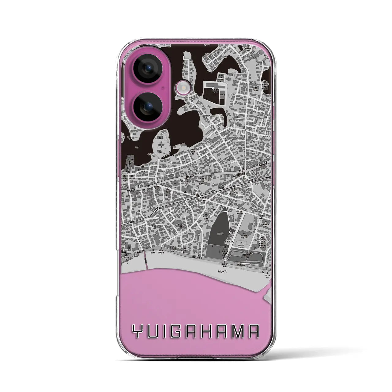 【由比ヶ浜(神奈川県)】地図柄iPhoneケース(クリアタイプ)