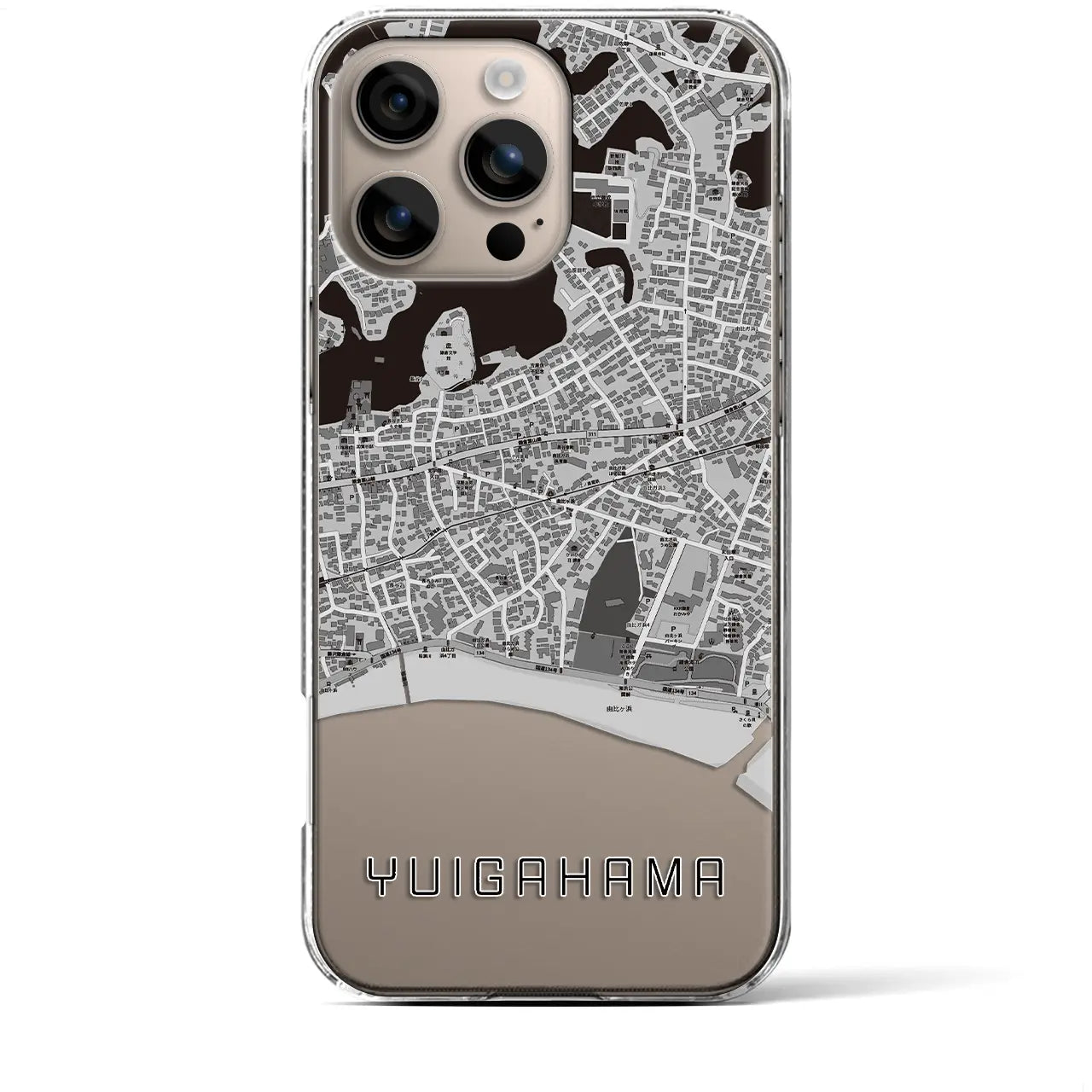 【由比ヶ浜(神奈川県)】地図柄iPhoneケース(クリアタイプ)