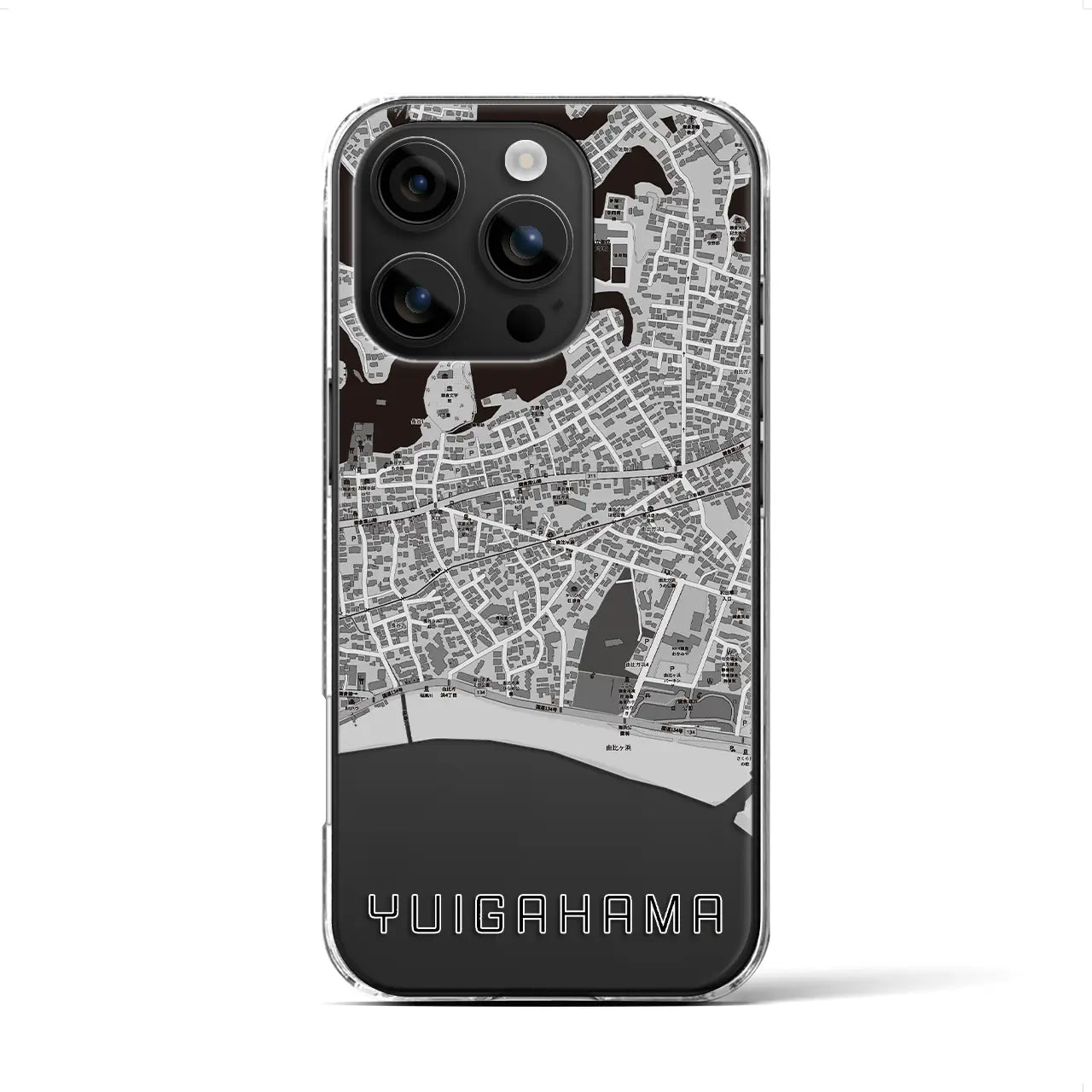 【由比ヶ浜(神奈川県)】地図柄iPhoneケース(クリアタイプ)