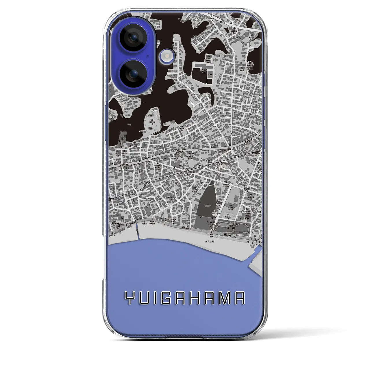 【由比ヶ浜(神奈川県)】地図柄iPhoneケース(クリアタイプ)