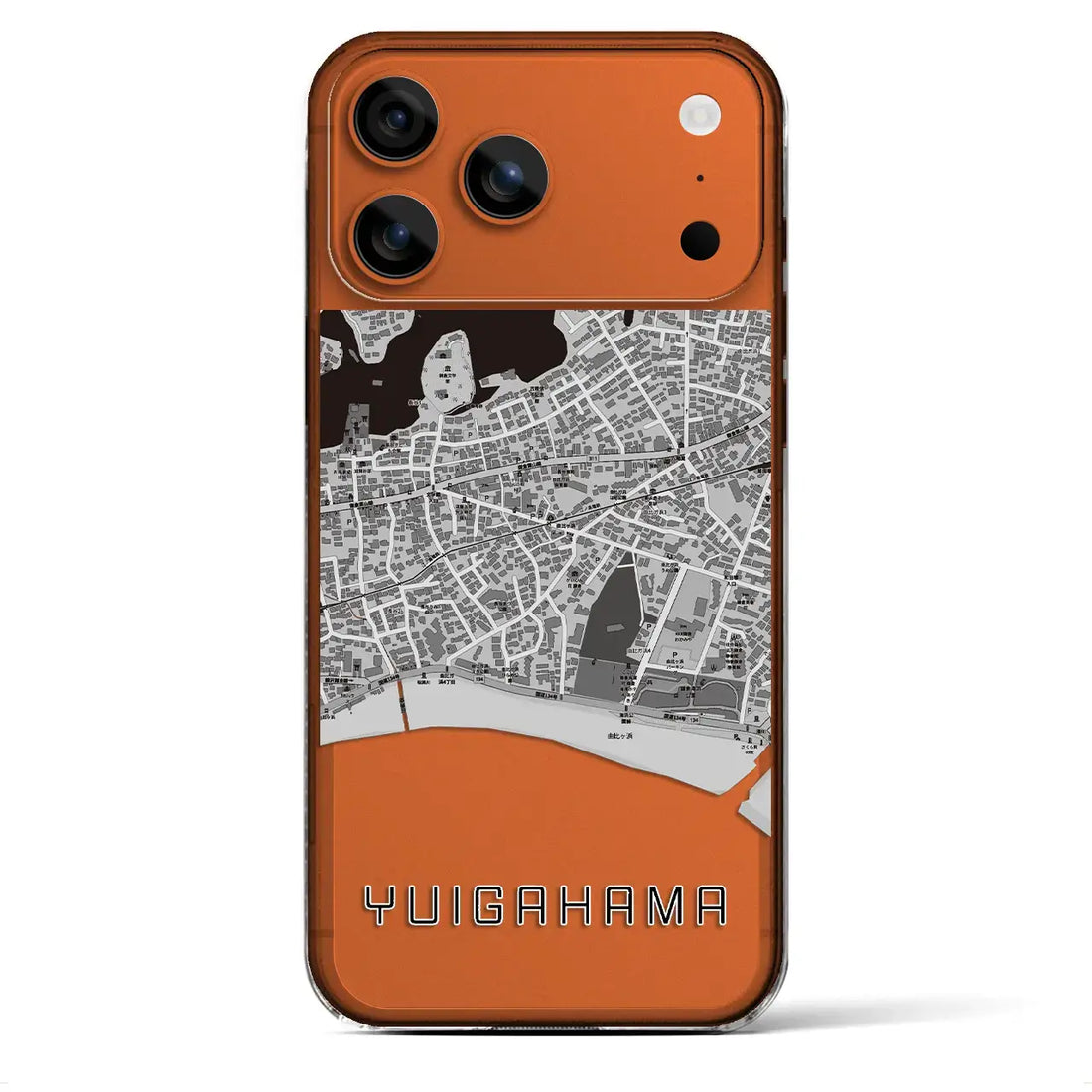 【由比ヶ浜(神奈川県)】地図柄iPhoneケース(クリアタイプ)
