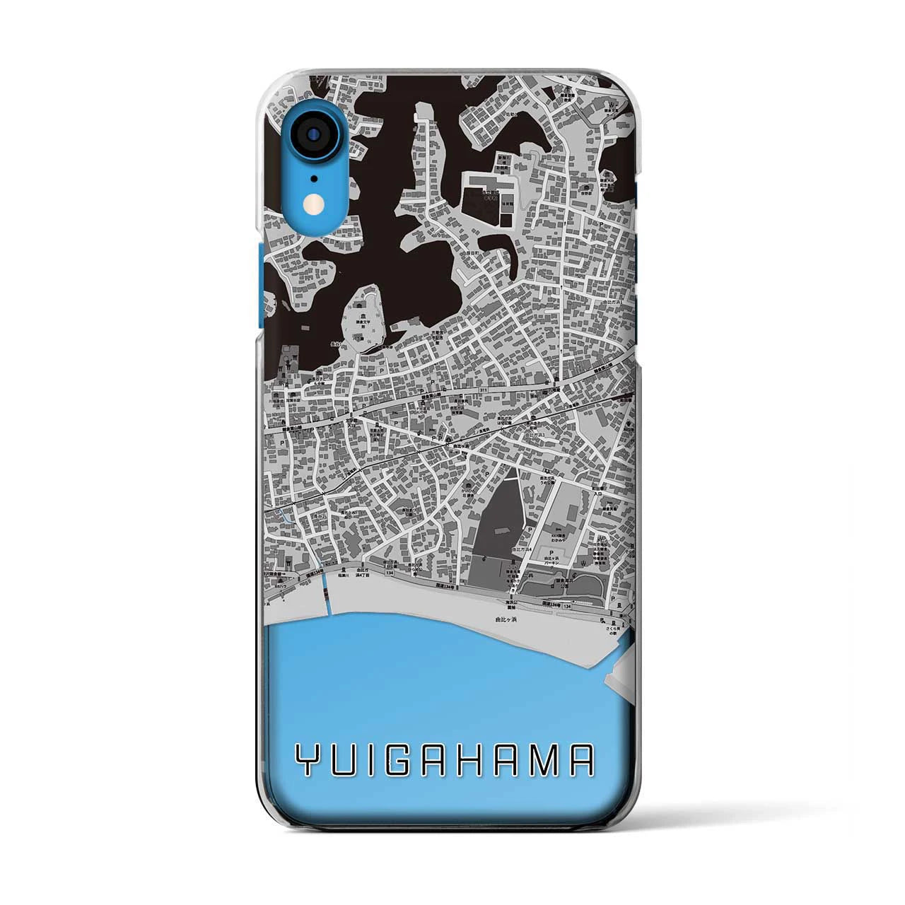 【由比ヶ浜(神奈川県)】地図柄iPhoneケース(クリアタイプ)