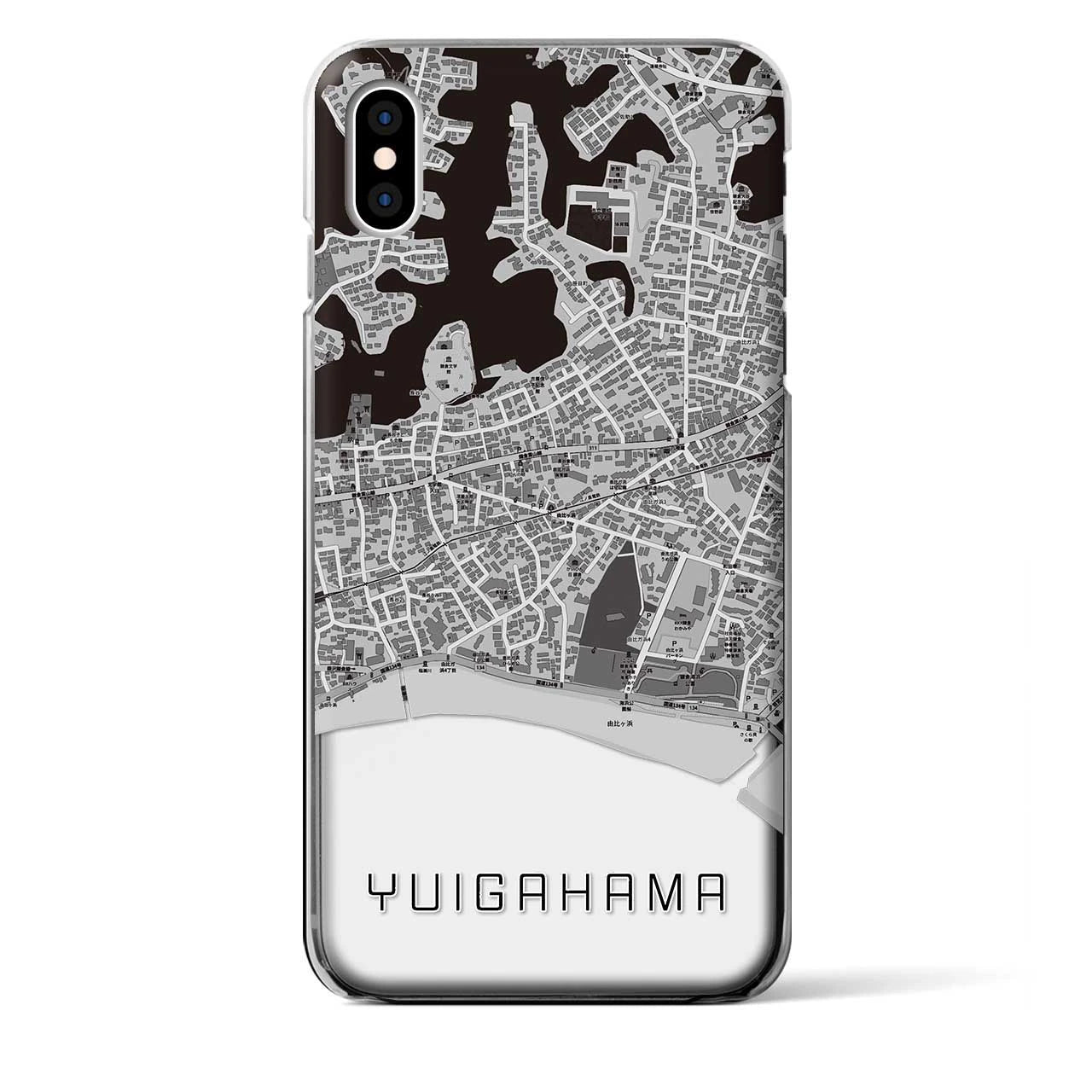 【由比ヶ浜(神奈川県)】地図柄iPhoneケース(クリアタイプ)