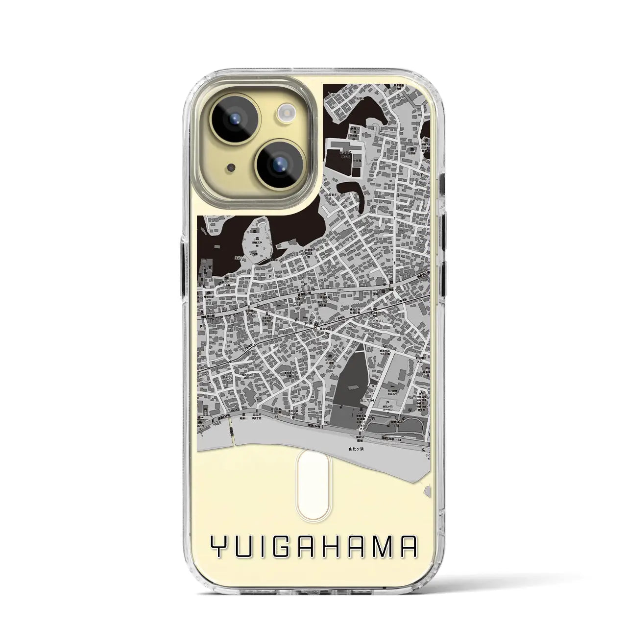 【由比ヶ浜(神奈川県)】地図柄iPhoneケース(MagSafeタイプ)