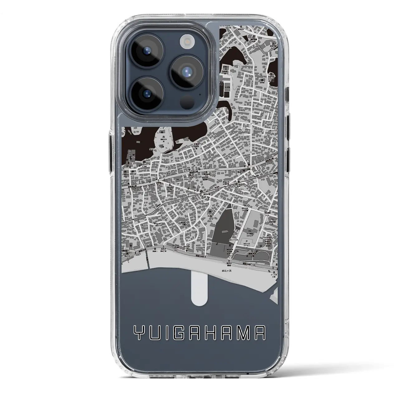 【由比ヶ浜(神奈川県)】地図柄iPhoneケース(MagSafeタイプ)