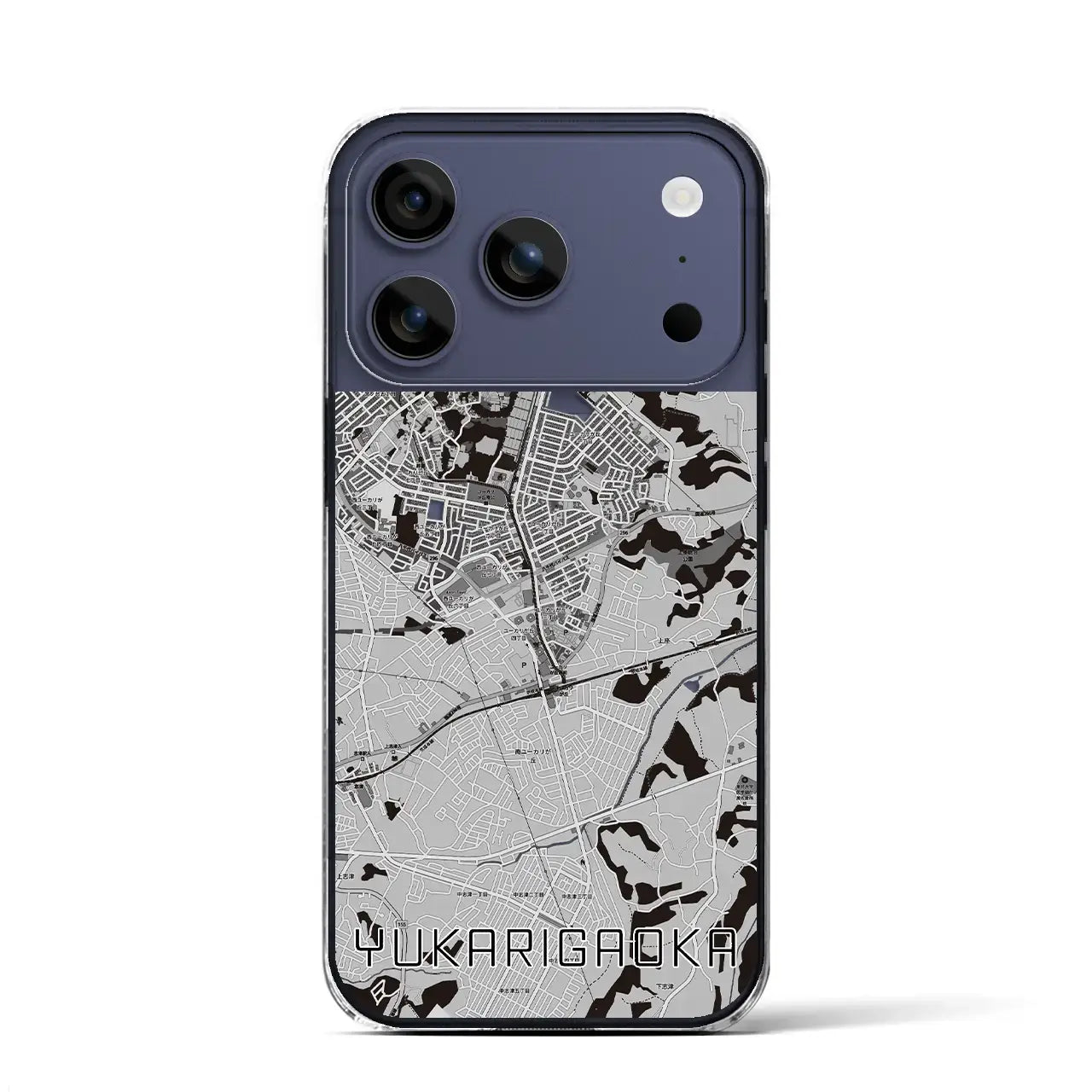 【ユーカリが丘(千葉県)】地図柄iPhoneケース(クリアタイプ)モノトーン・iPhone 17 Pro Max 用