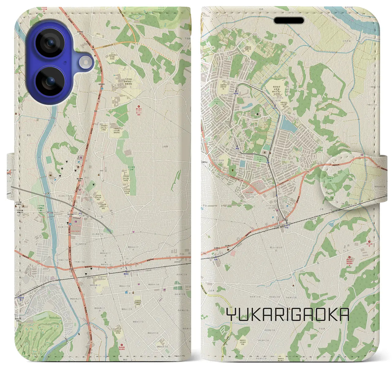 【ユーカリが丘(千葉県)】地図柄iPhoneケース(手帳タイプ)