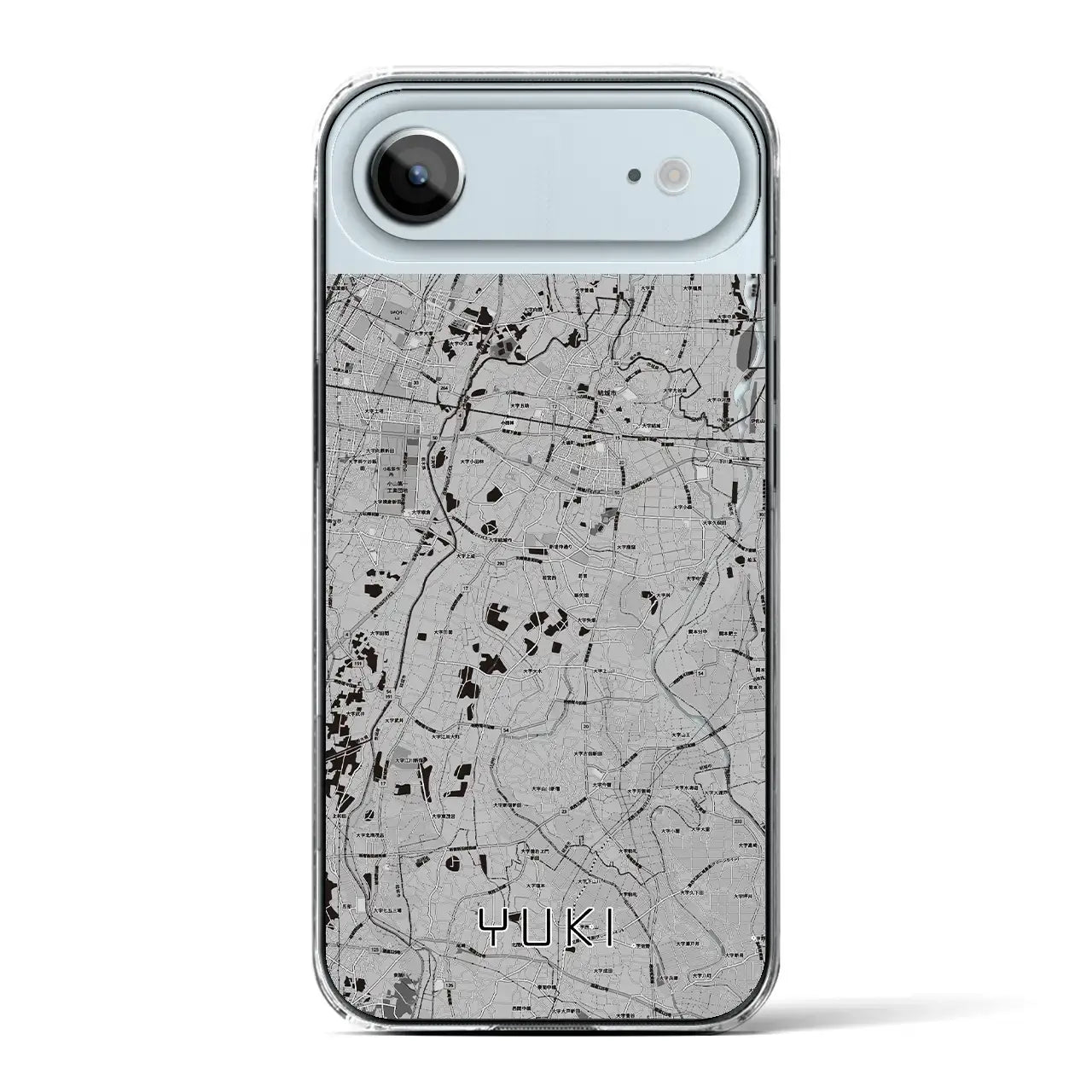 【結城(茨城県)】地図柄iPhoneケース(クリアタイプ)モノトーン・iPhone 17 Pro Max 用