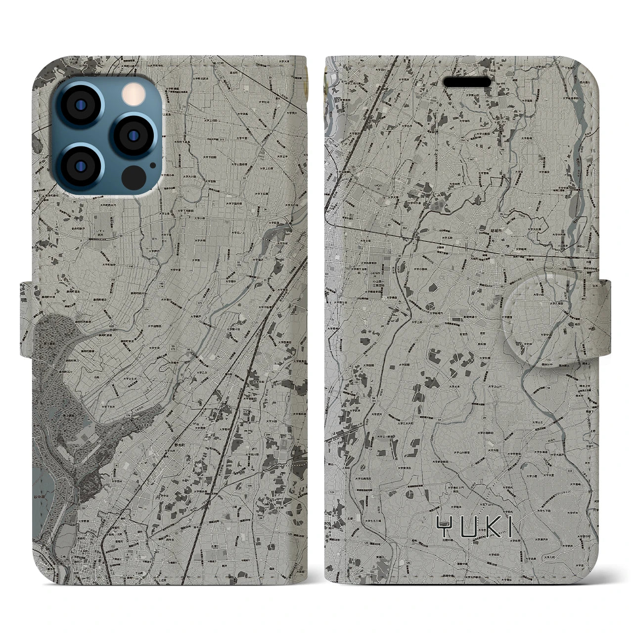 【結城(茨城県)】地図柄iPhoneケース(手帳タイプ)