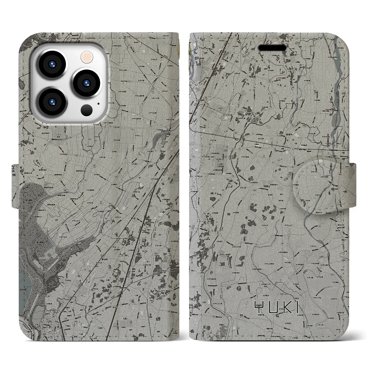 【結城(茨城県)】地図柄iPhoneケース(手帳タイプ)